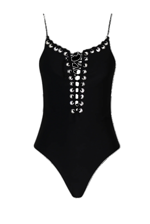 Hanne Bloch Eyelet Swimsuit In Black