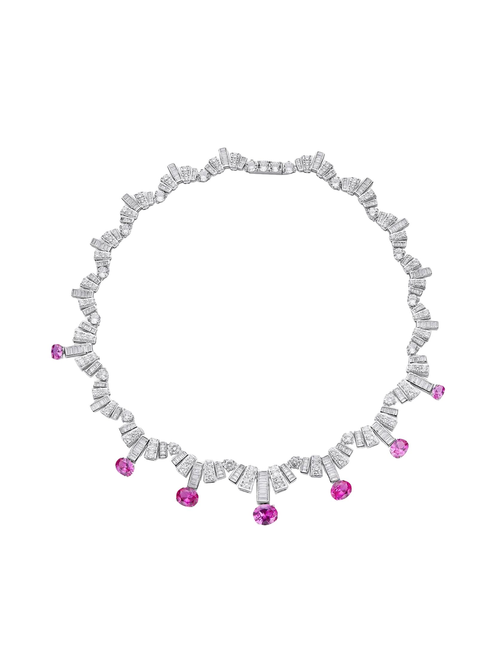 Nana Jacqueline Keira Necklace (pink) In Silver