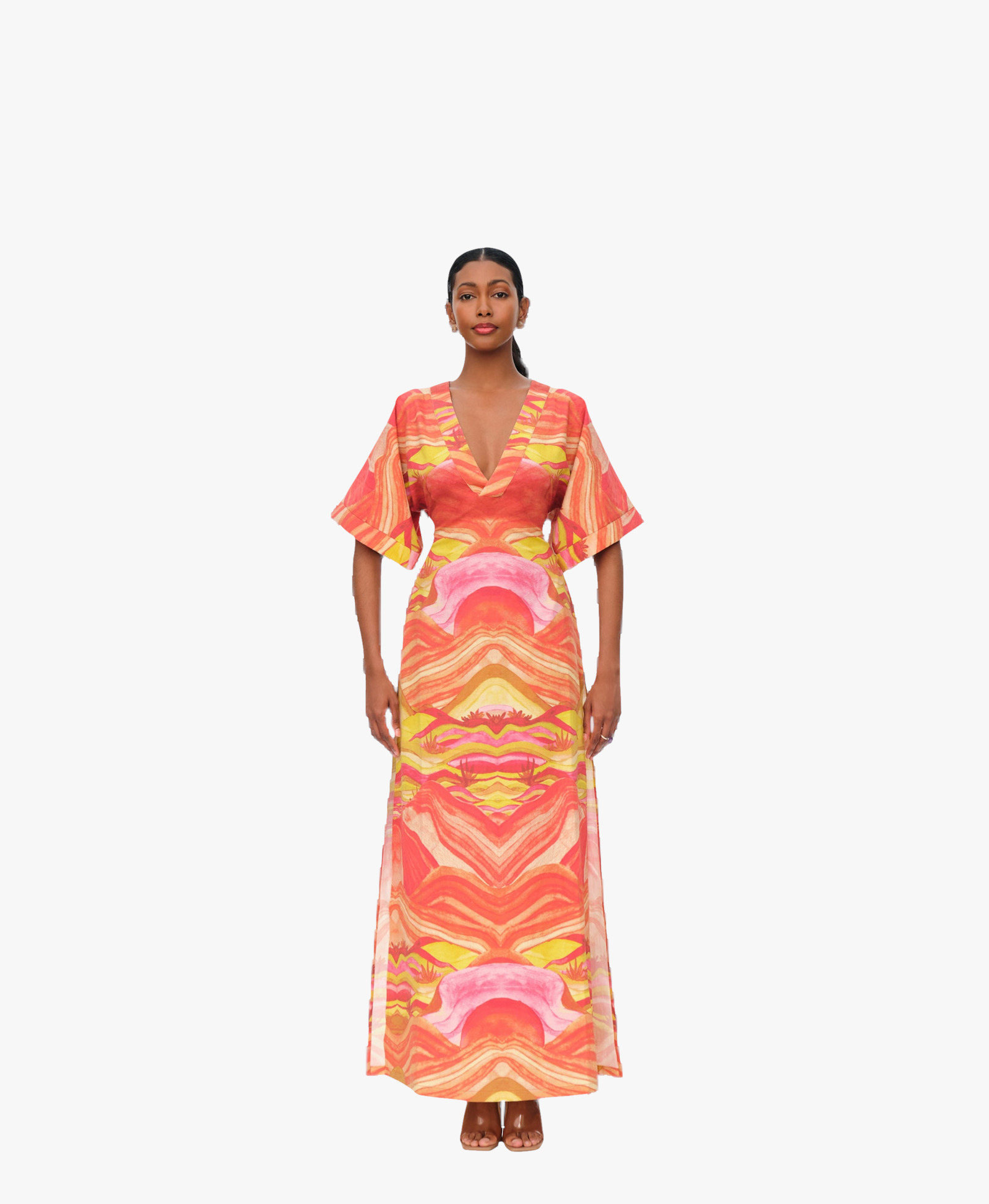 ALYMA KAFTAN DRESS - SUNSET in Multi color made by Andrea Iyamah