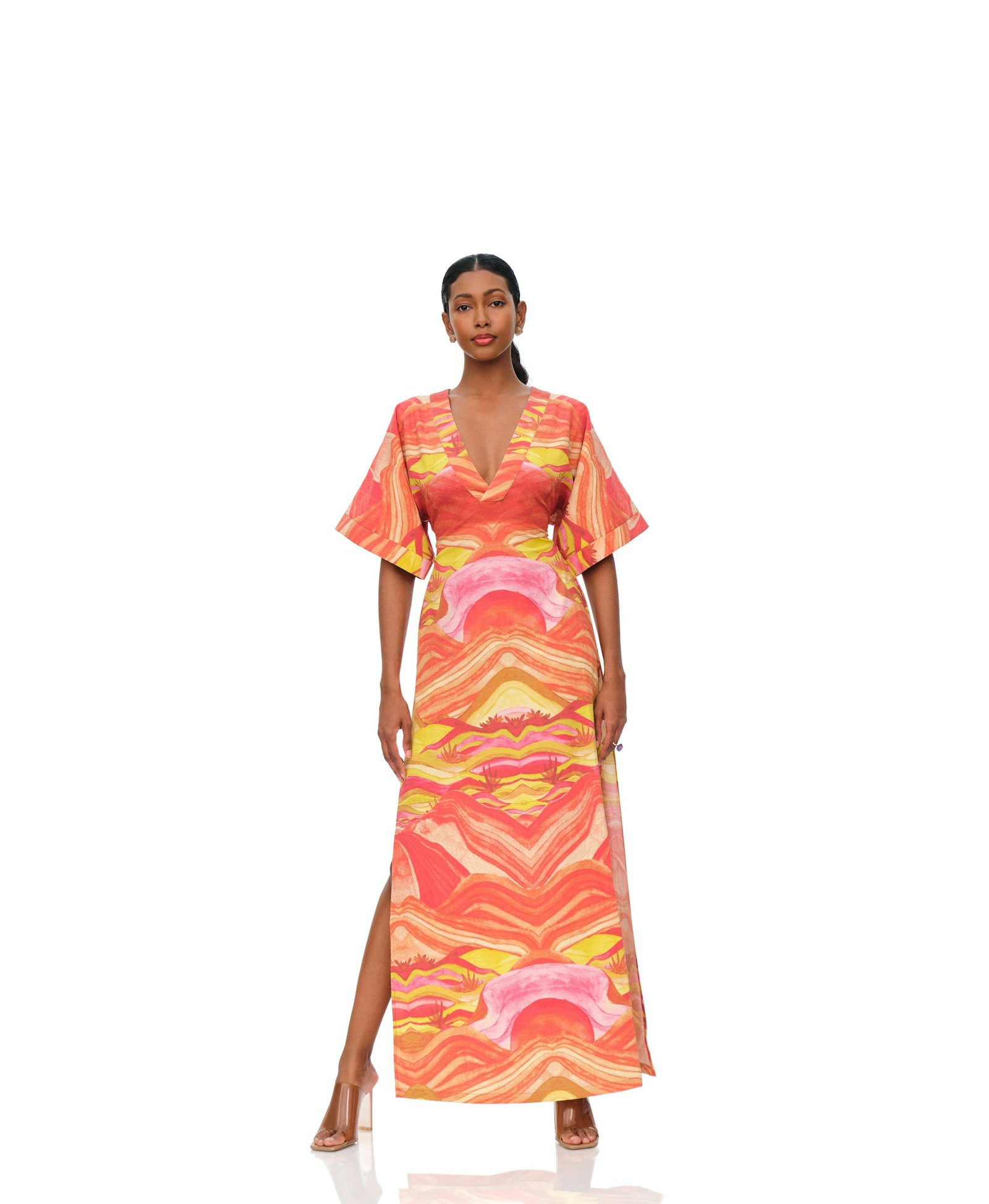 ALYMA KAFTAN DRESS - SUNSET in Multi color made by Andrea Iyamah