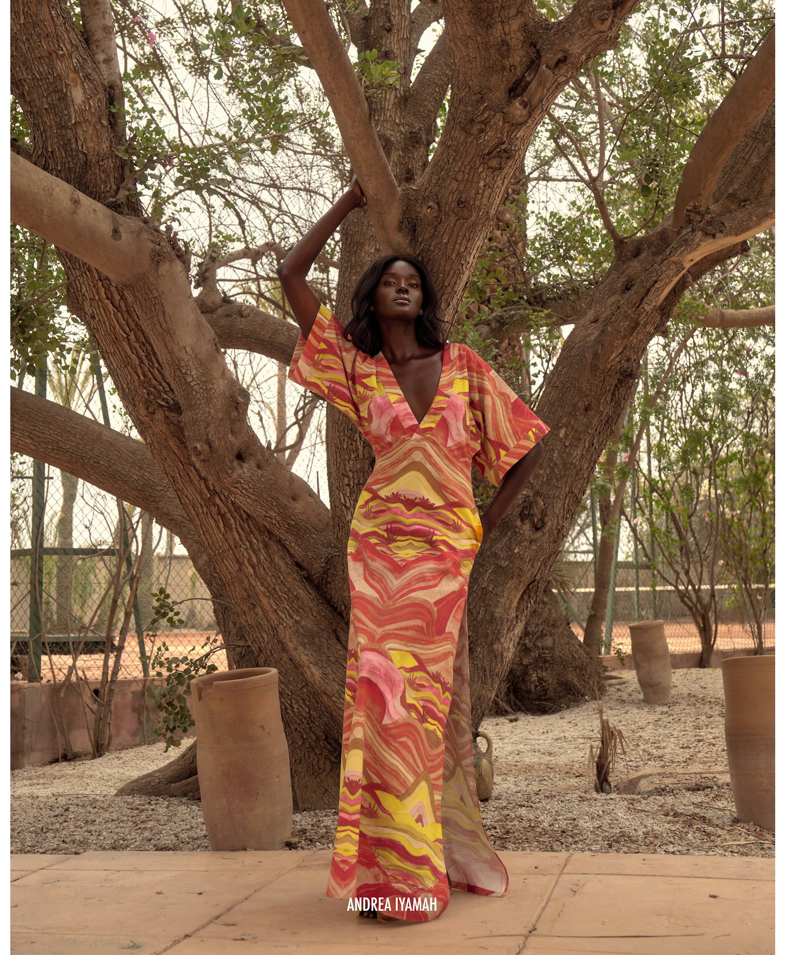 ALYMA KAFTAN DRESS - SUNSET in Multi color made by Andrea Iyamah