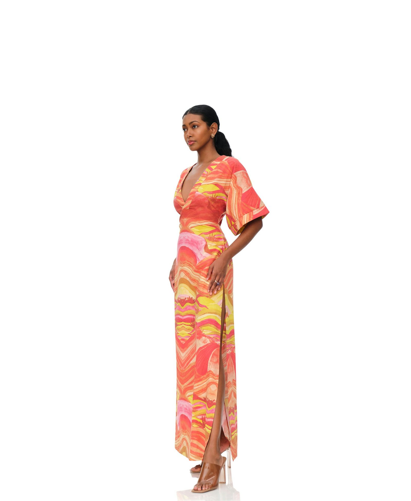 ALYMA KAFTAN DRESS - SUNSET in Multi color made by Andrea Iyamah