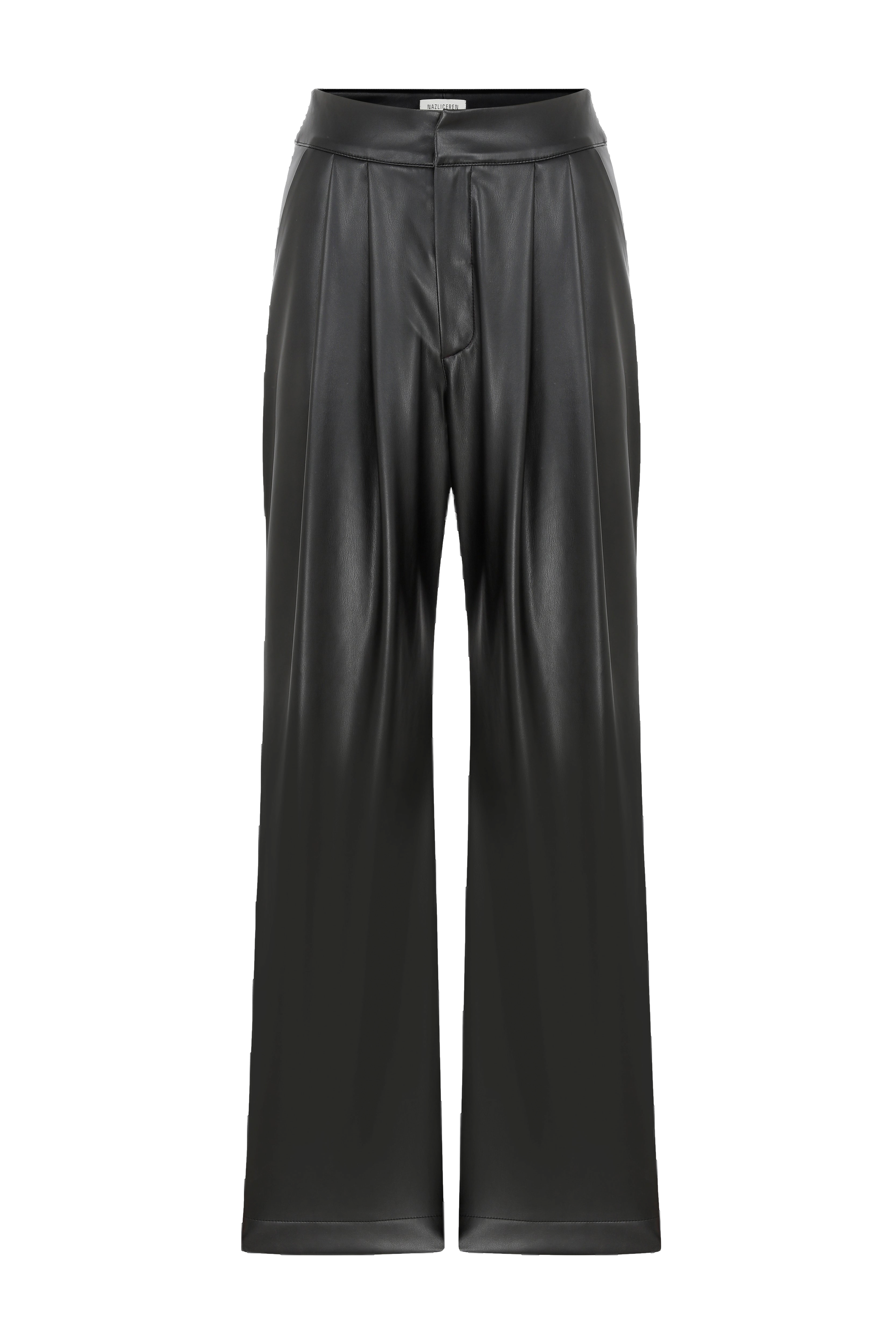Nazli Ceren Tina Vegan Leather Trousers In Noire In Black