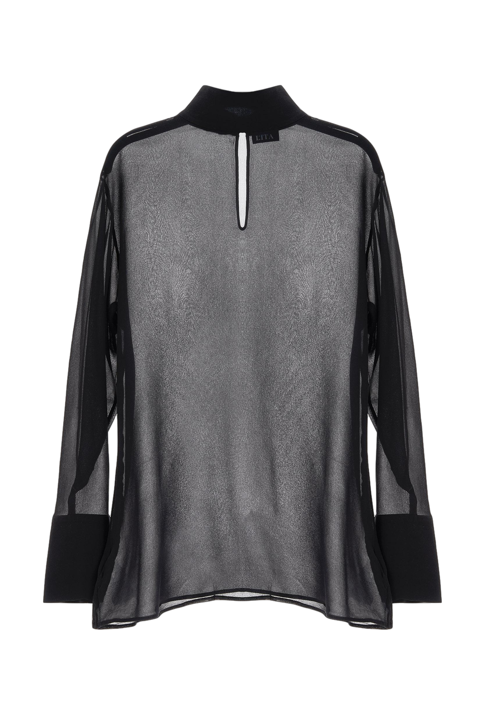 Lita Couture Oversized Silk Blouse In Black