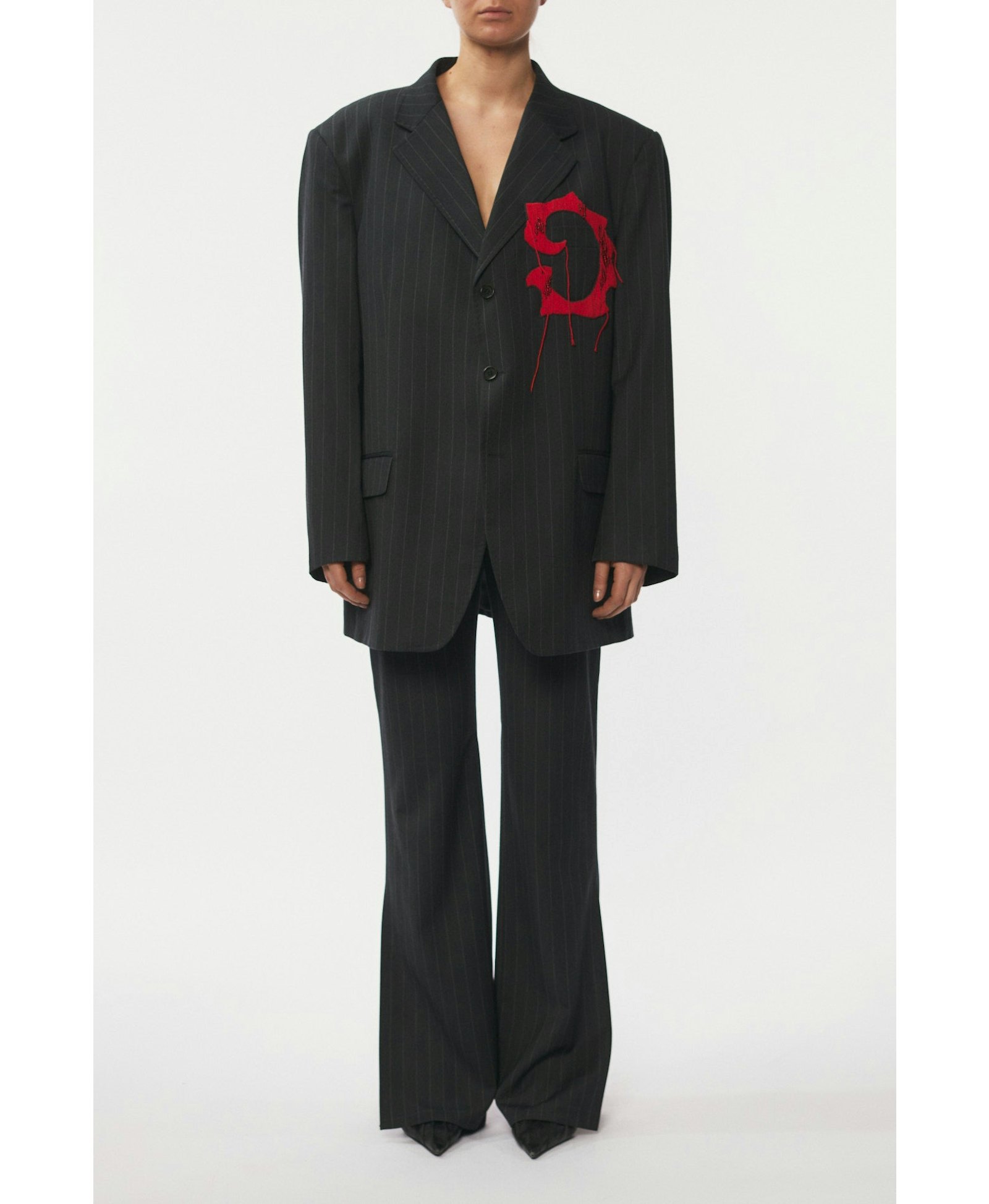 Blazer Embroidery - Grey Pinstripe made by Gemme Collective