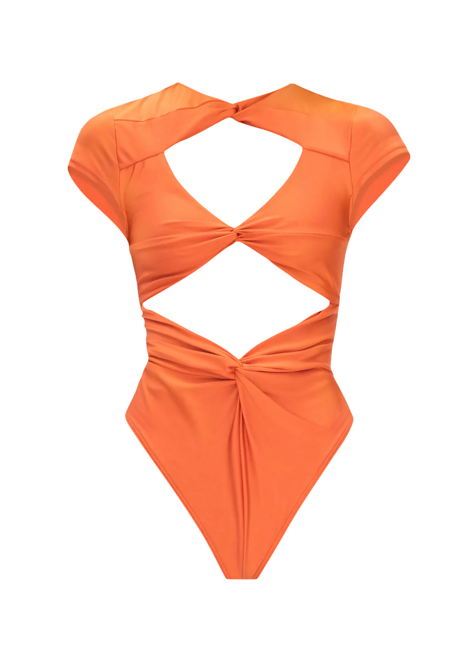 Andrea Iyamah Aluna Orange One Piece Swimsuit