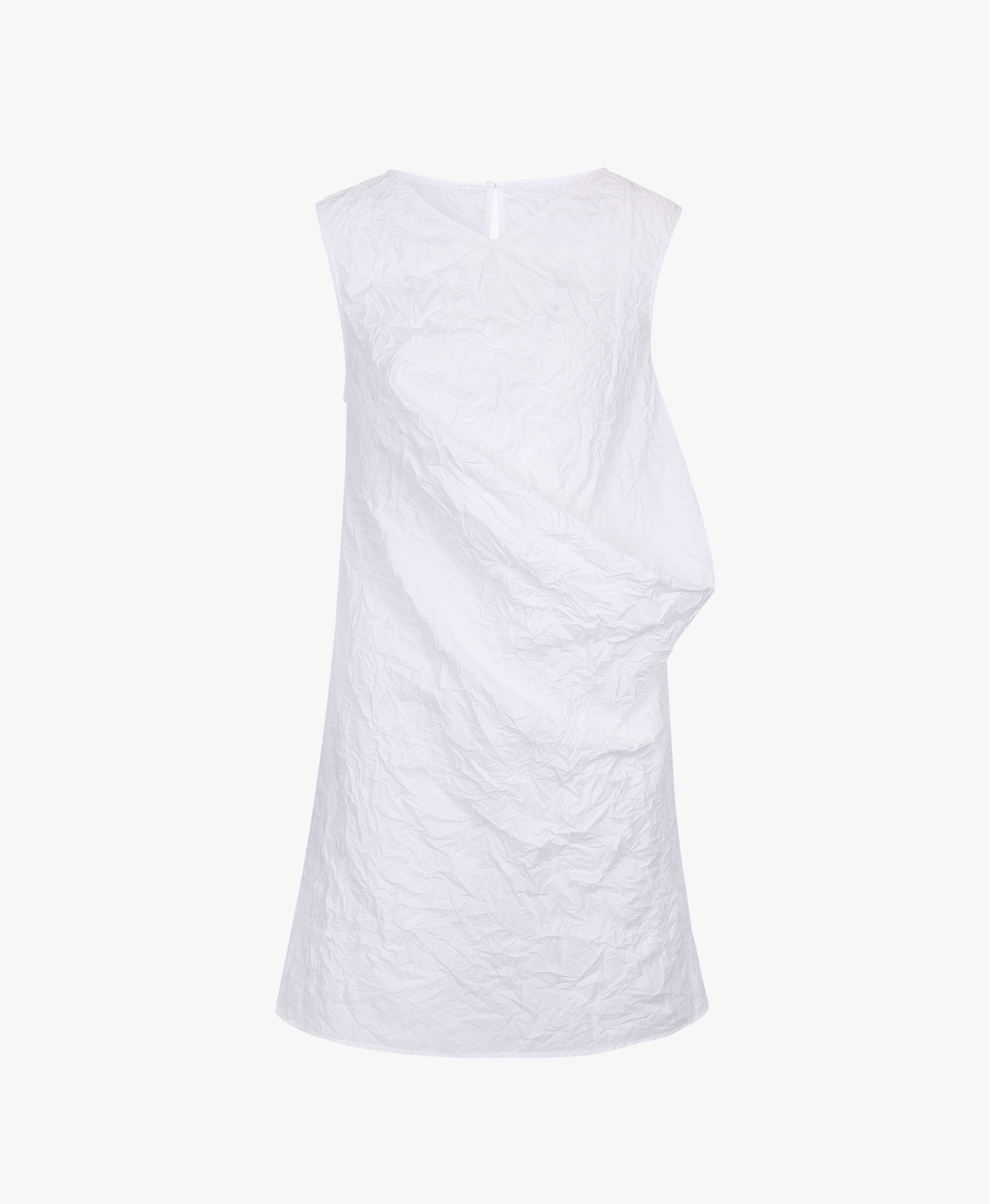 WHITE TEXTURED DRAPED MINI DRES made by YIBRI