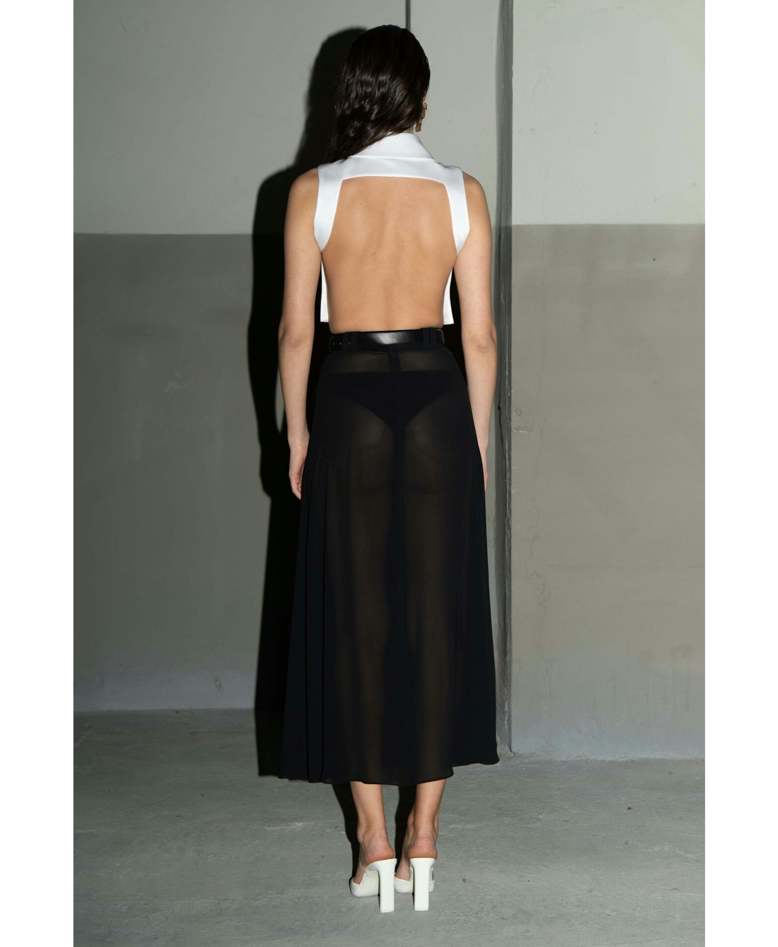 BLACK SLIT MIDI SKIRT made by Vestiaire d'un Oiseau Libre