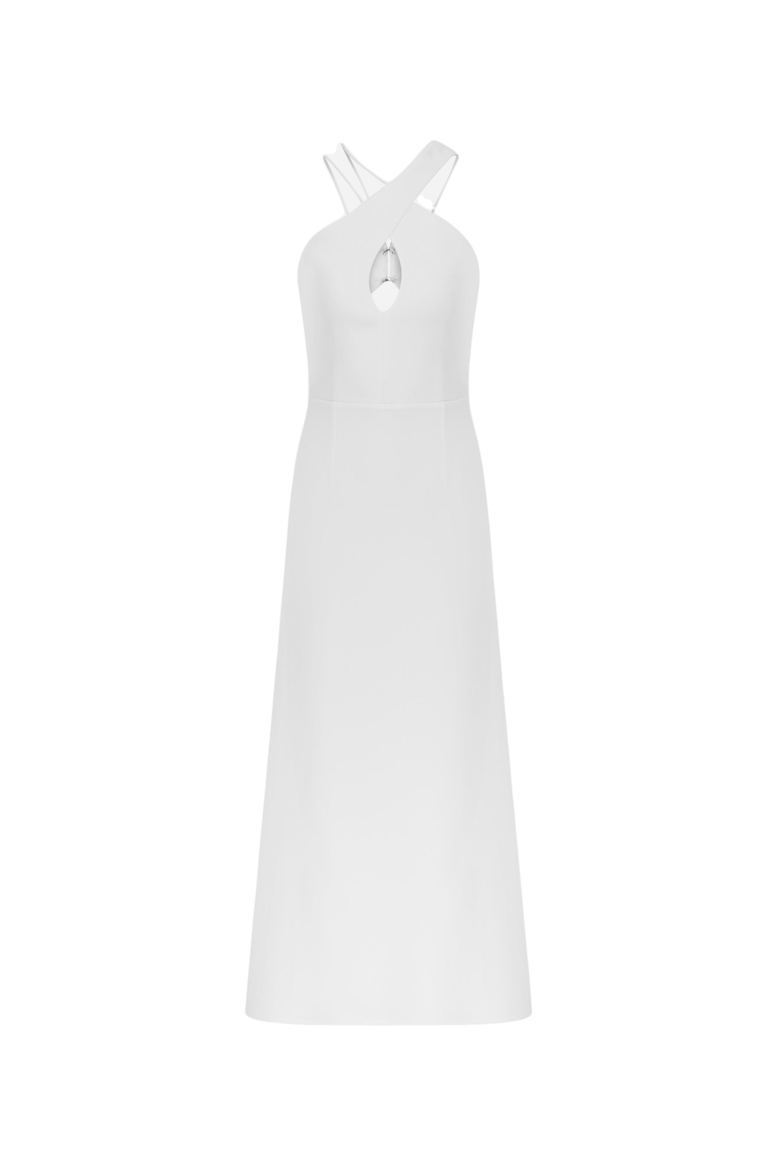 Ila Hollow-midi Dress With Front Tear Shaped Opening