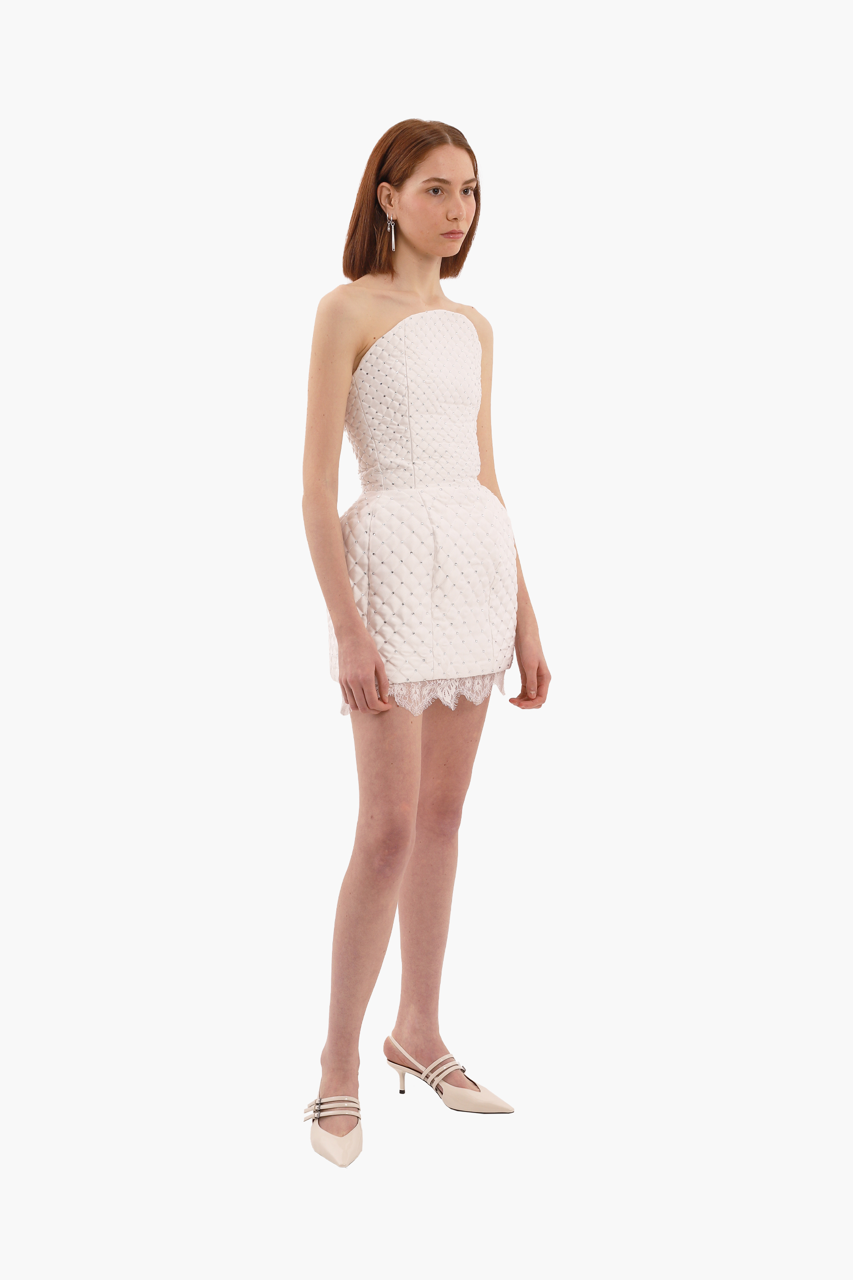 Shop Compte Spain White Crystal Quilted Mini Dress