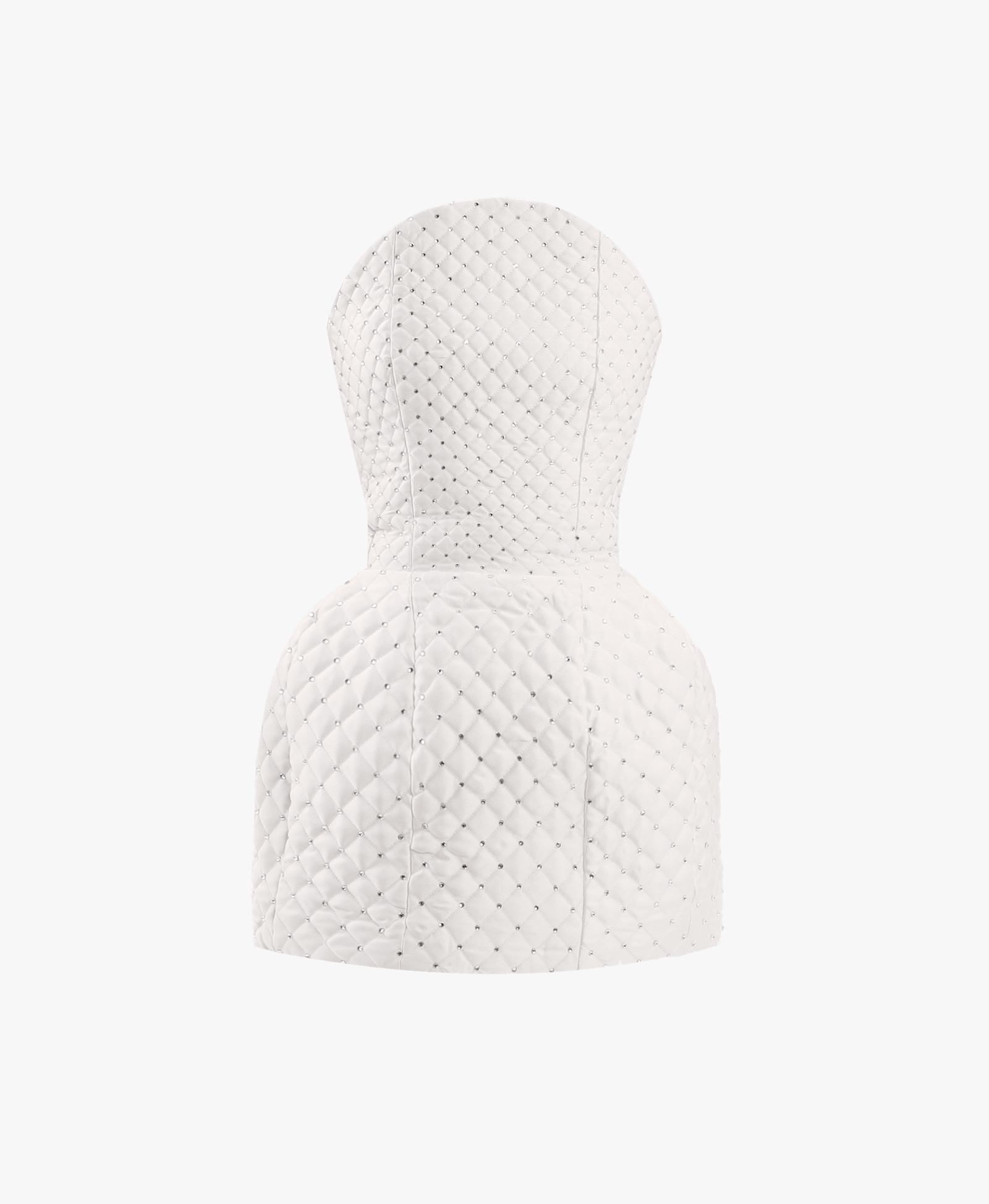 White crystal quilted mini dress made by Compte Spain