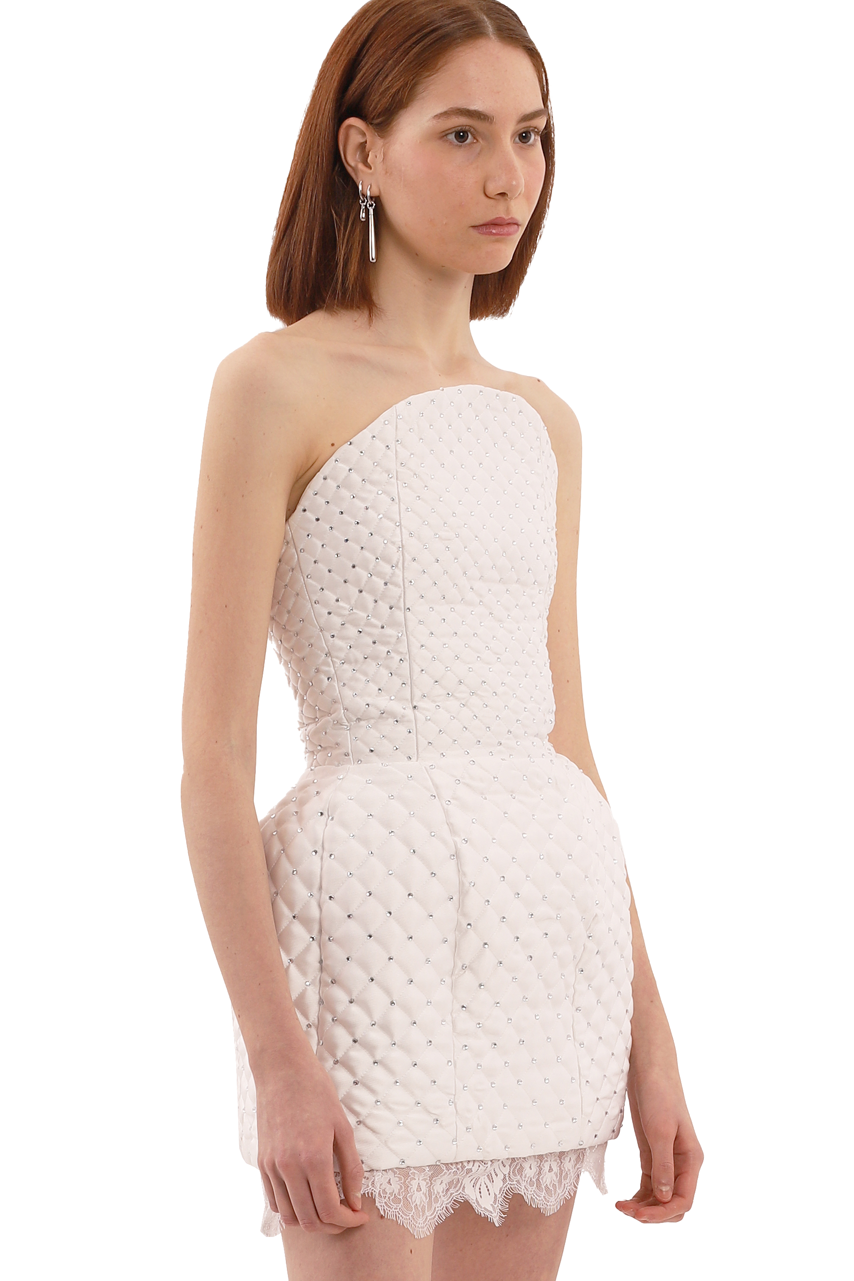 Shop Compte Spain White Crystal Quilted Mini Dress