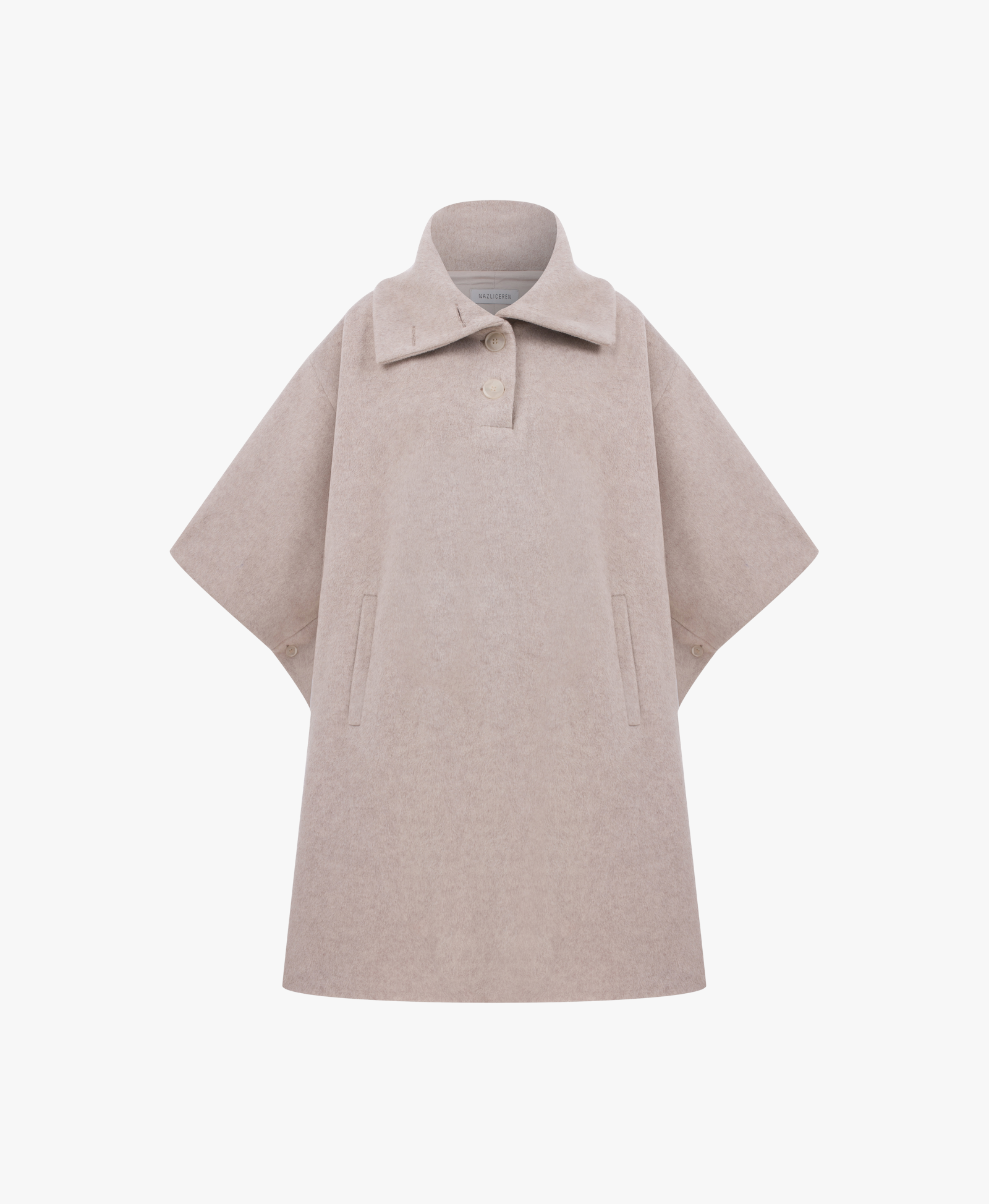JARINE WOOL BLEND PONCHO IN LIGHT BEIGE made by Nazli Ceren