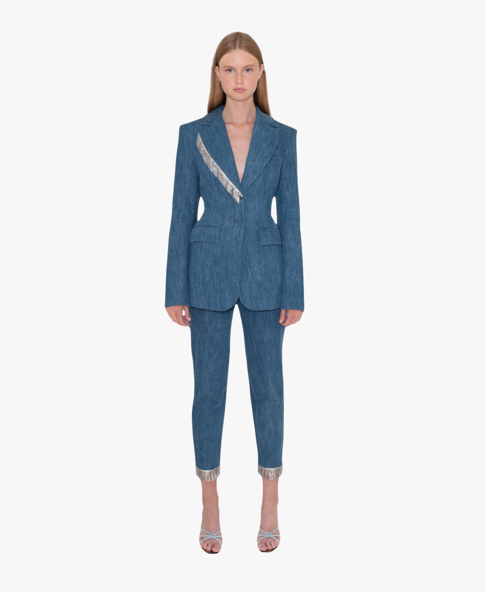 Terry Denim Blazer in Blue made by AÉRYNE