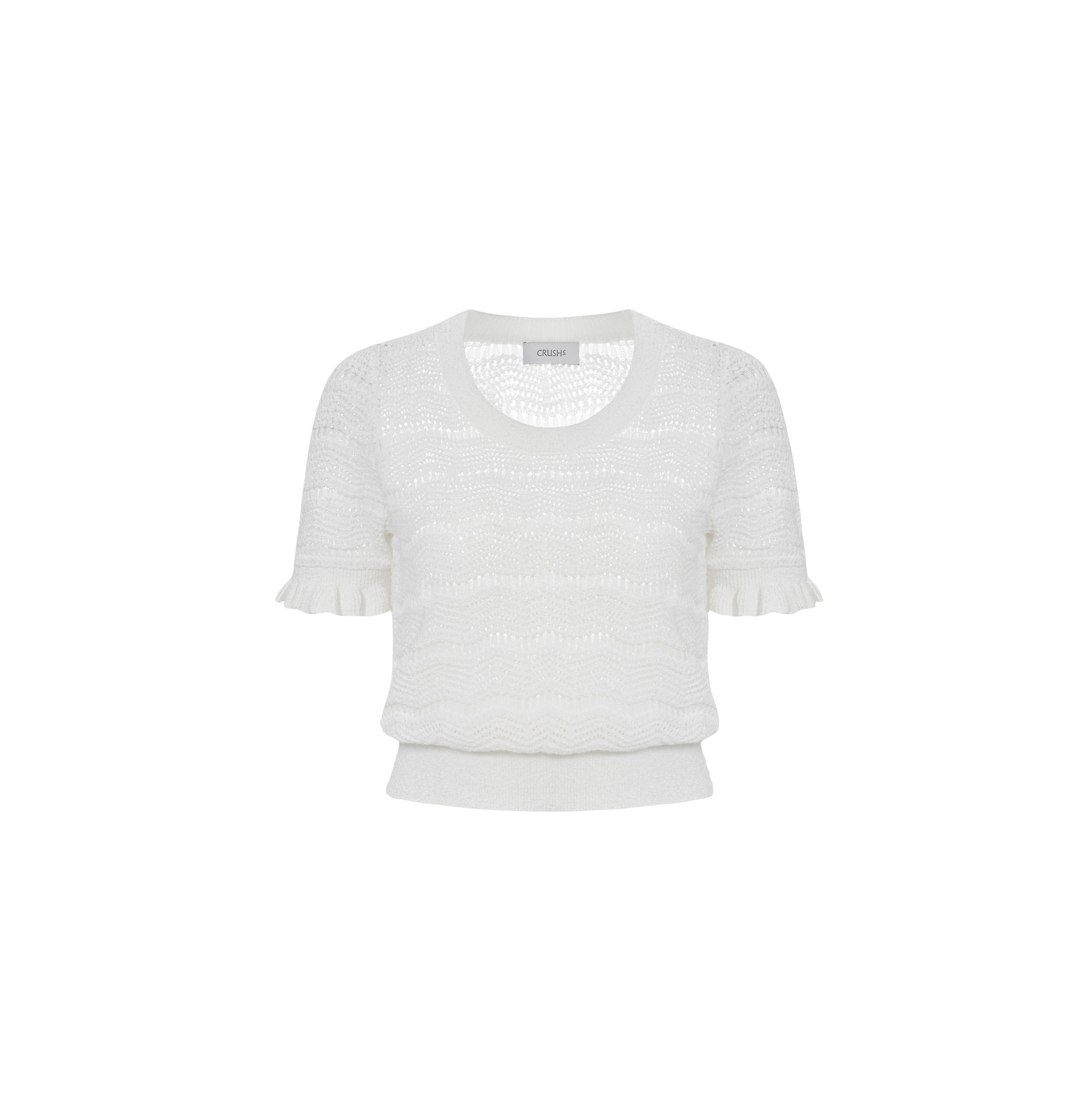 Crush Collection Wavy Hollow Out Top In White