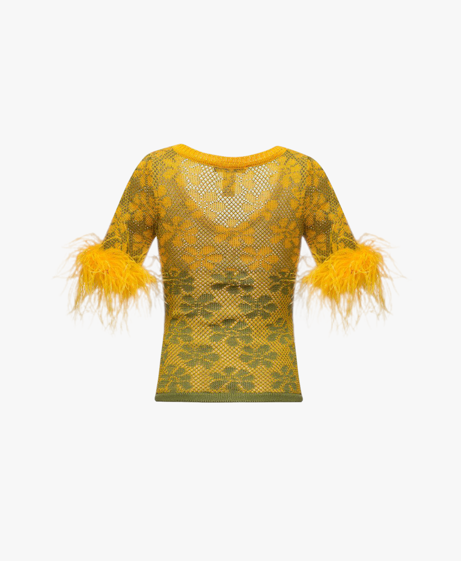 Green Flower Top With Feathers made by ANDREEVA