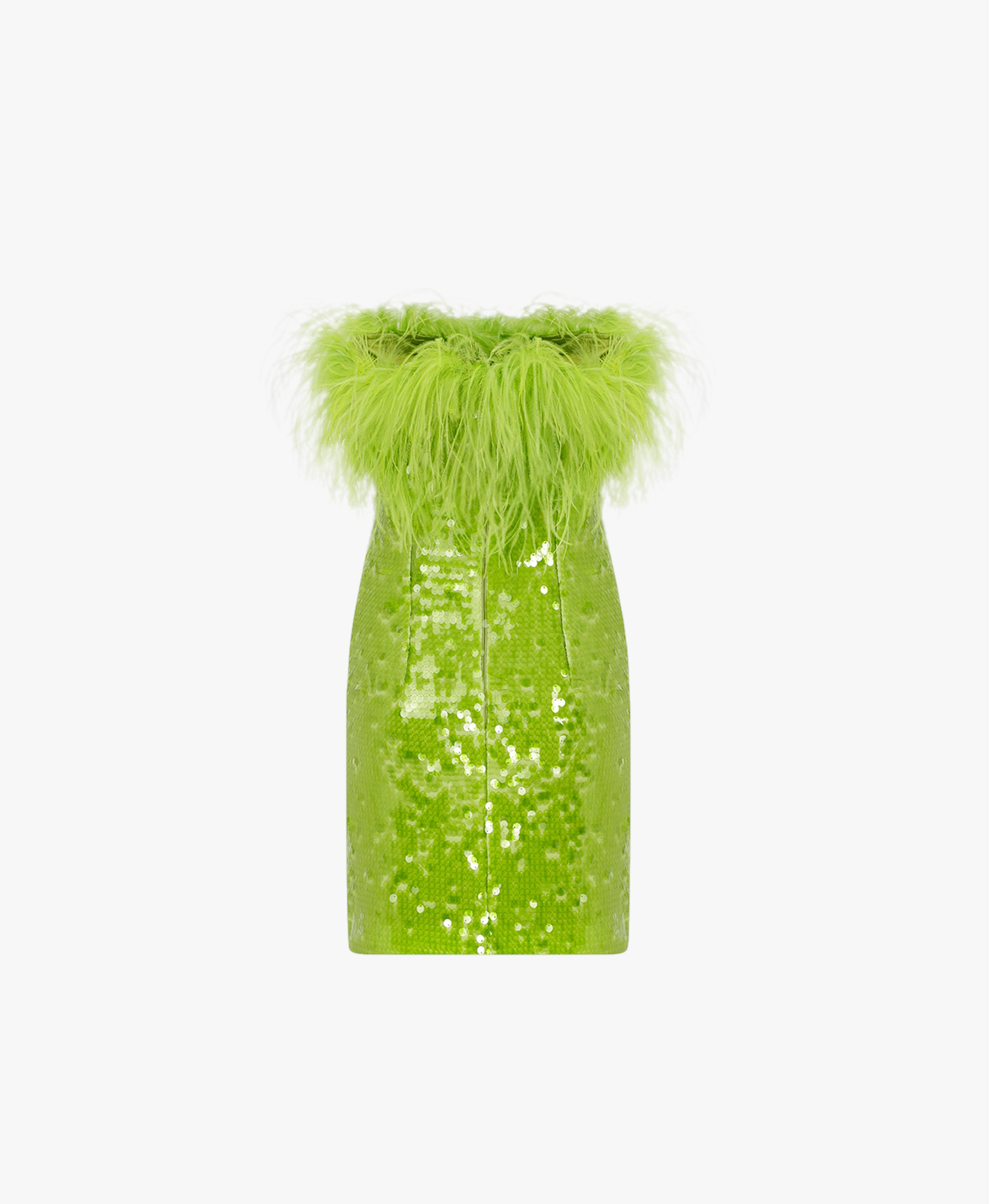 Drew - Strapless Mini Sequin Dress With Feather Details in Green image #1