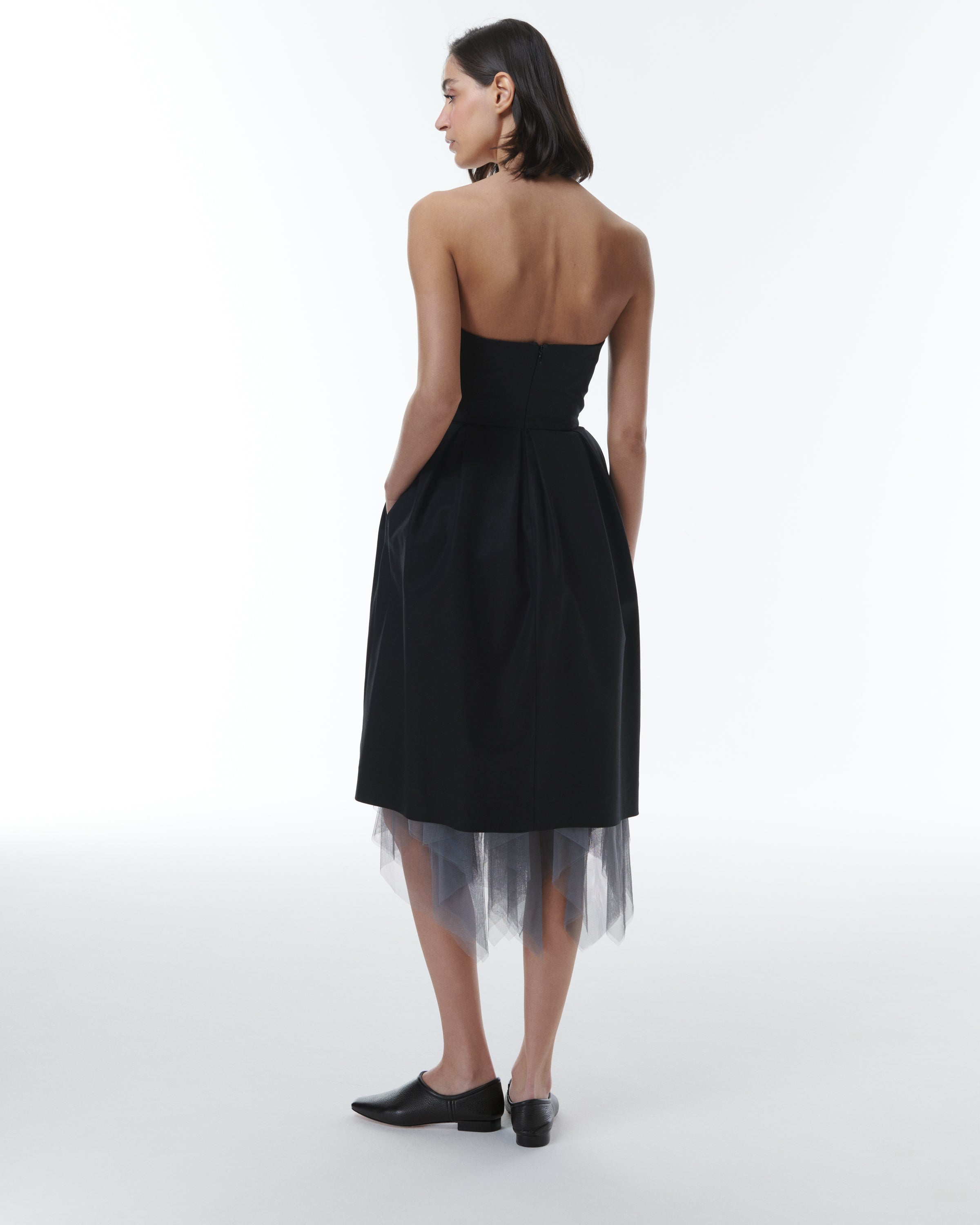 Shop Theo The Label Aphrodite Dress With Tulle Hem In Black