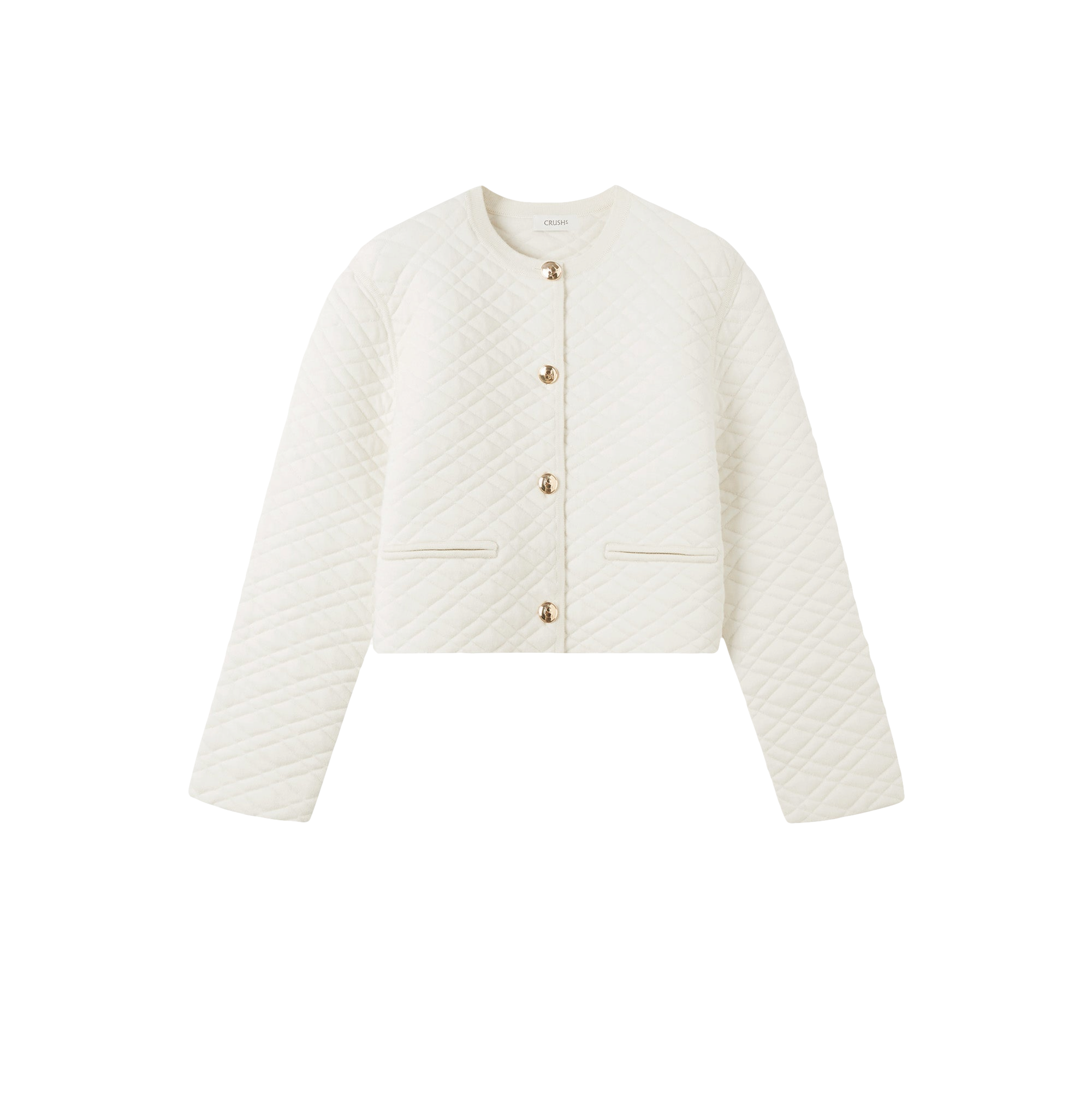 Crush Collection Quilted Short Jacket In White