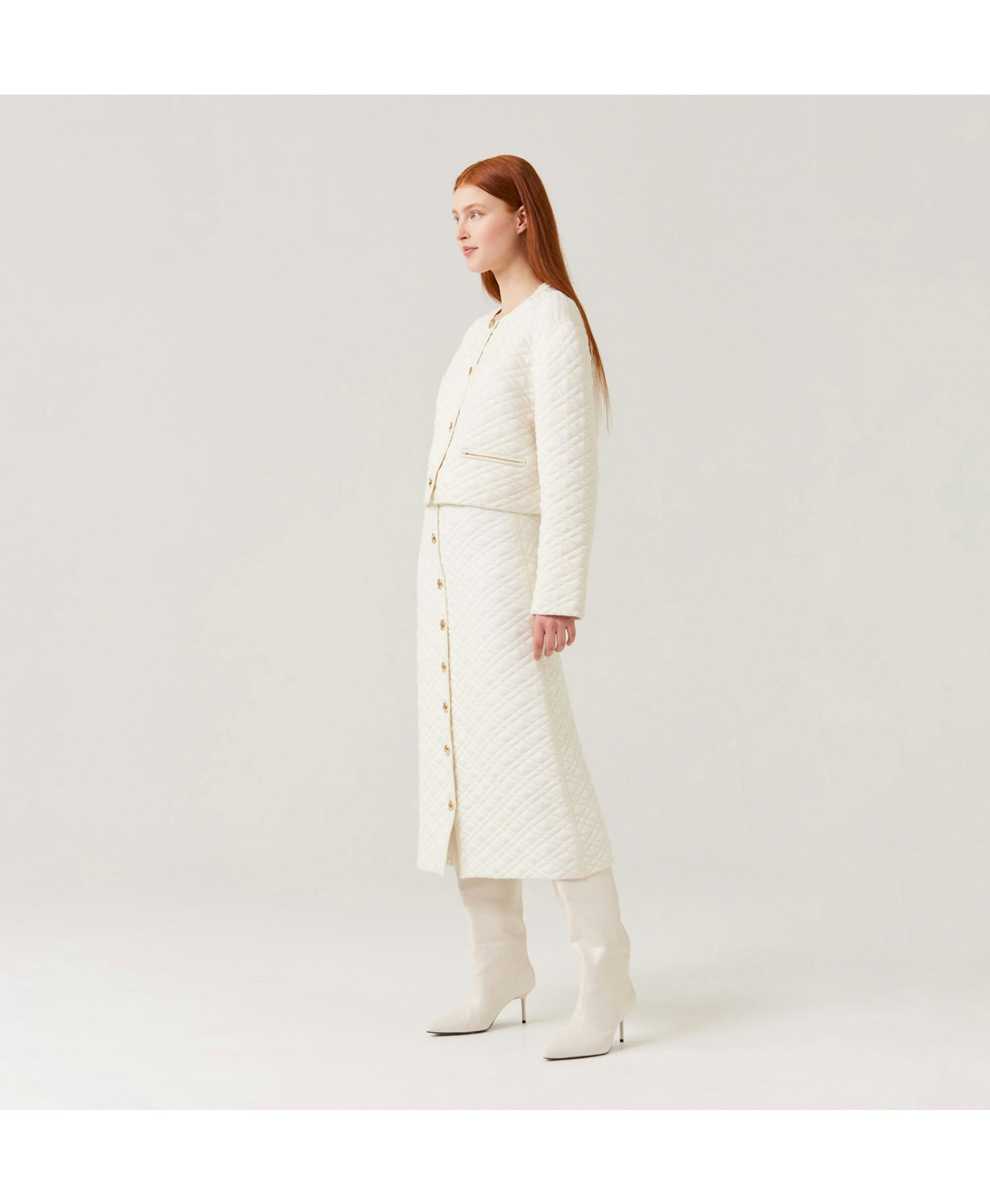 QUILTED SHORT JACKET in White made by CRUSH Collection