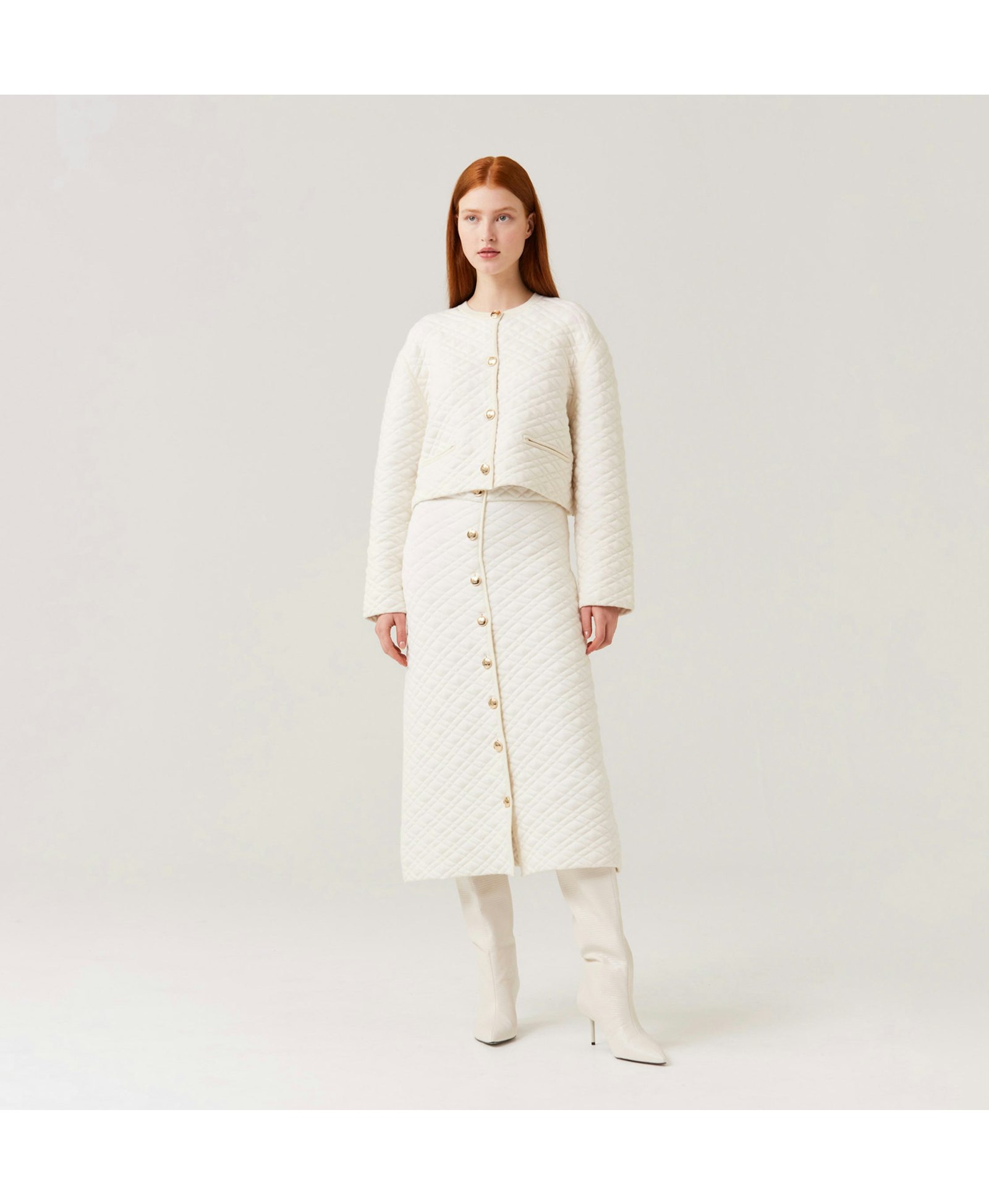 QUILTED SHORT JACKET in White made by CRUSH Collection