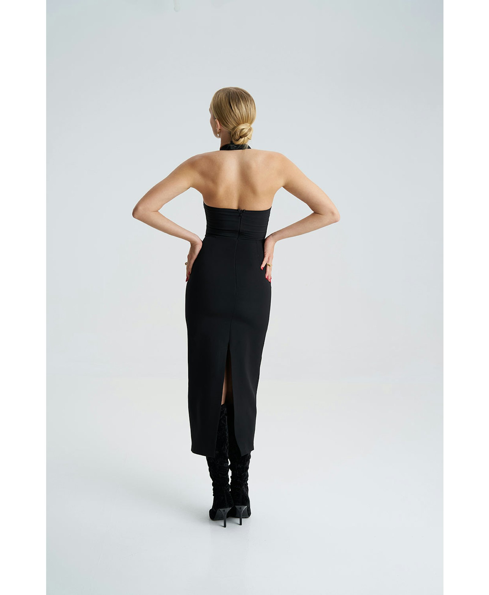 Zoa Black Bustier Midi Dress made by Lora Istanbul