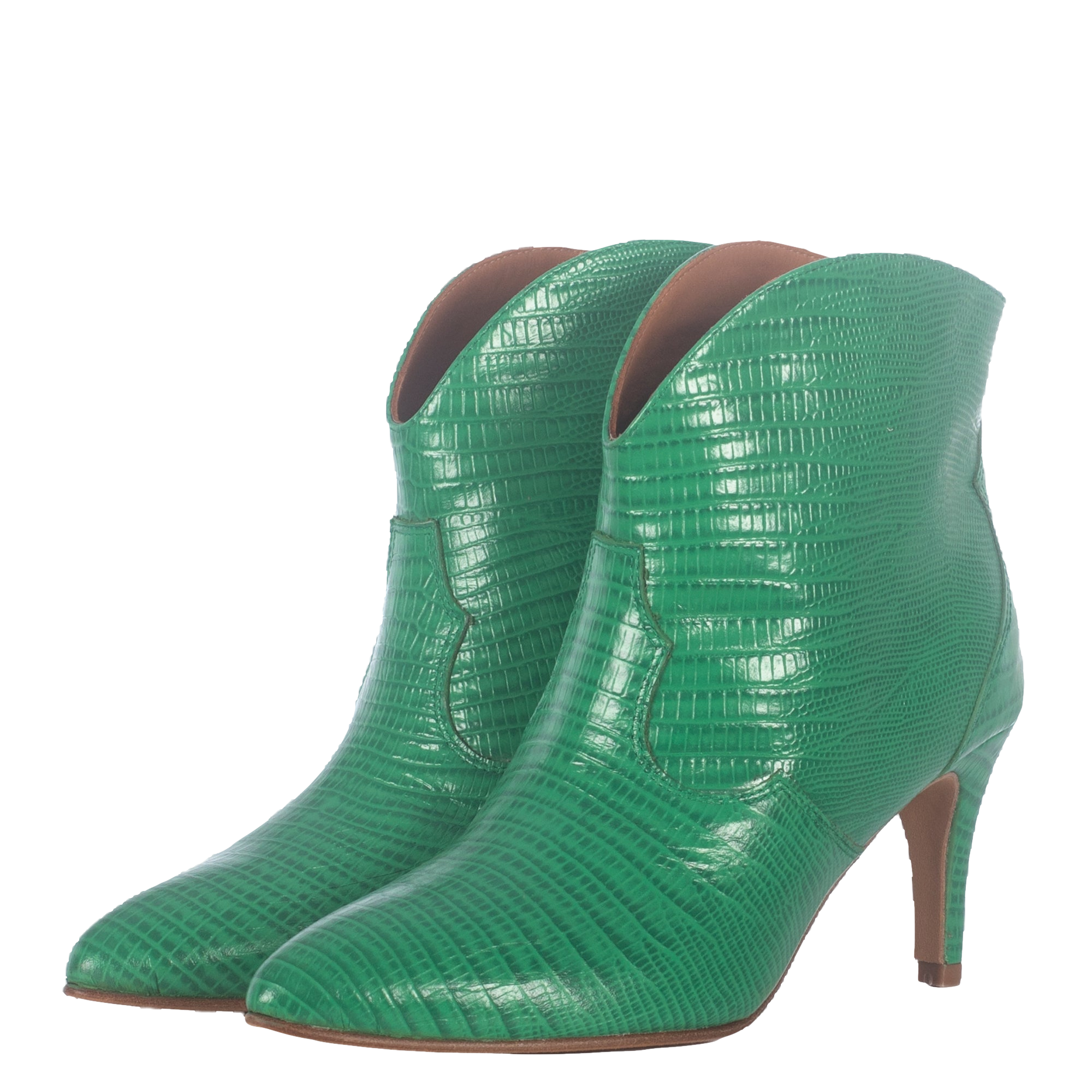 Toral Selene Green Ankle Boots With Animal Print