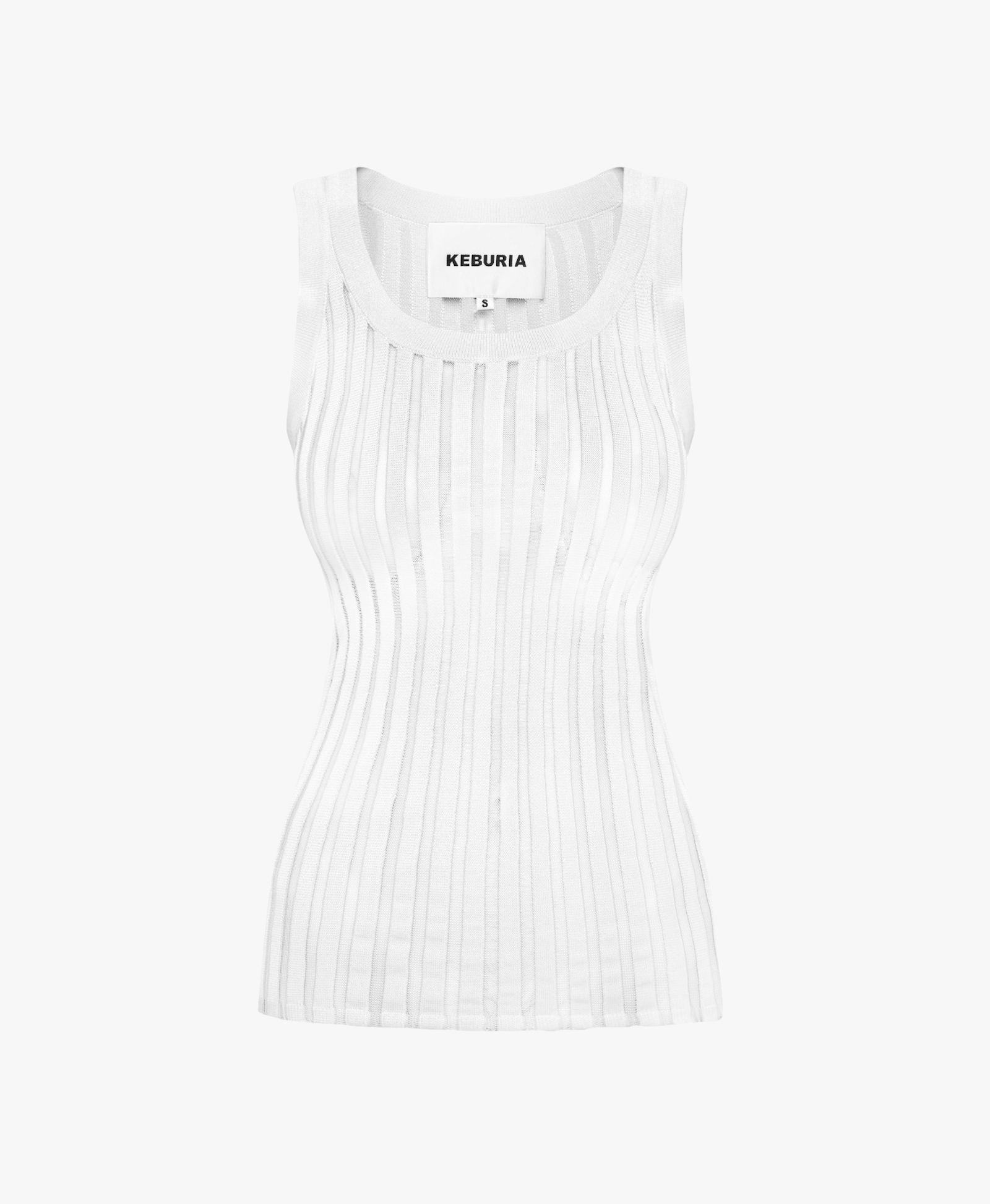 TULLE-PANELED KNIT TOP in White made by KEBURIA