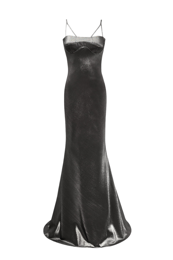 Millà Shimmering Graphite Maxi Dress In Grey