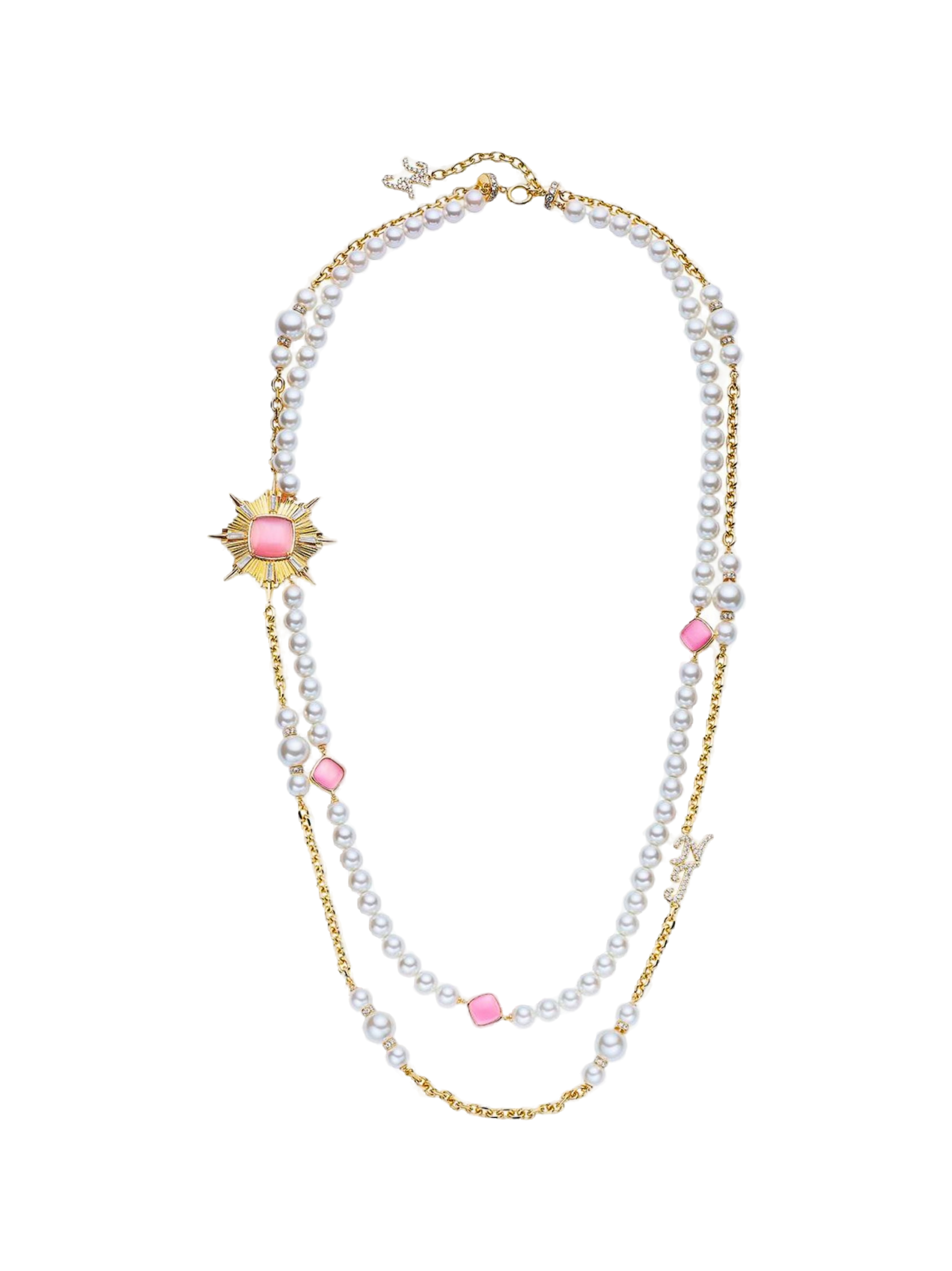 Nana Jacqueline Anika Pearl Necklace (pink) In White