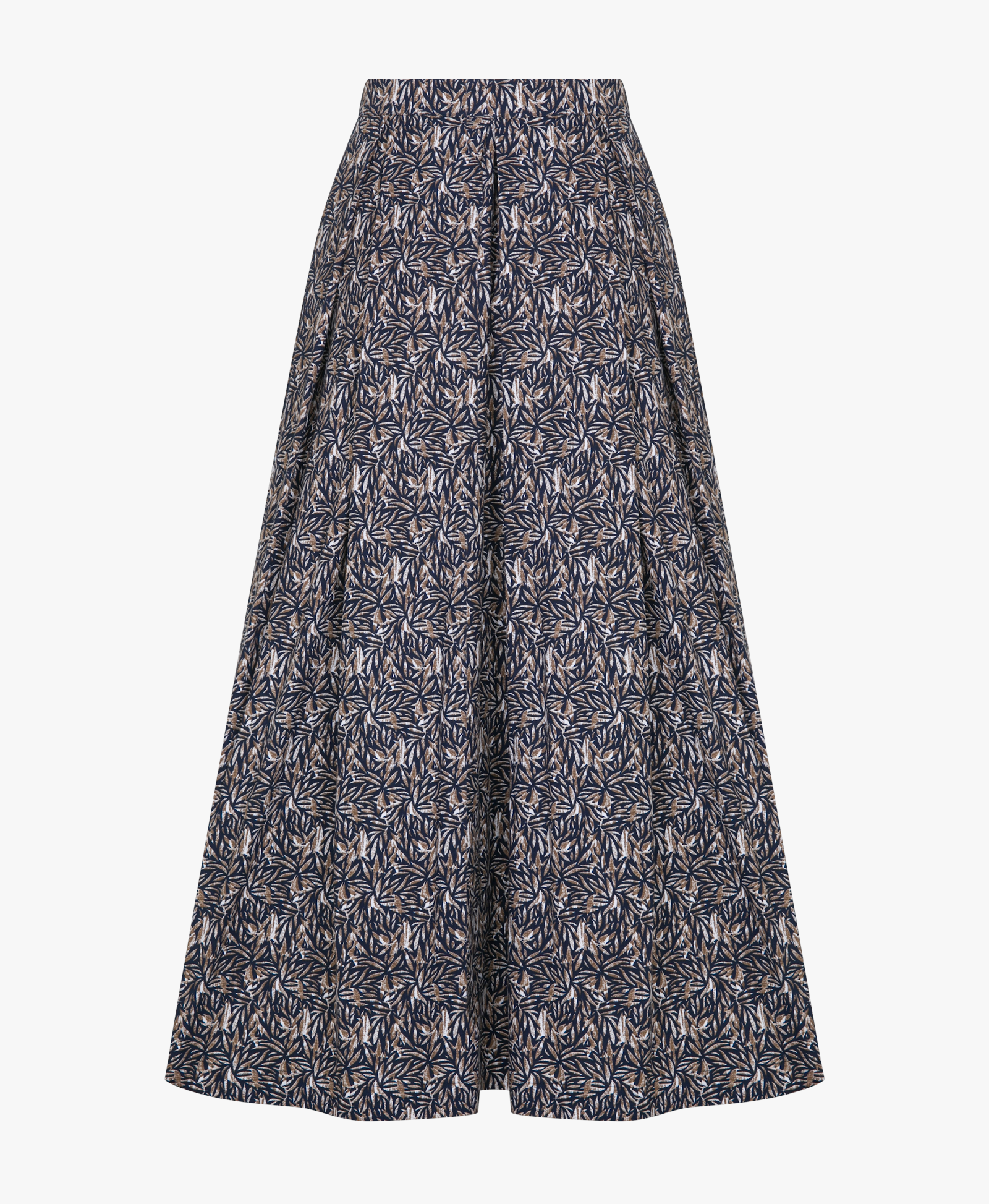 June Printed Cotton Midi Skirt in Brown made by Nazli Ceren