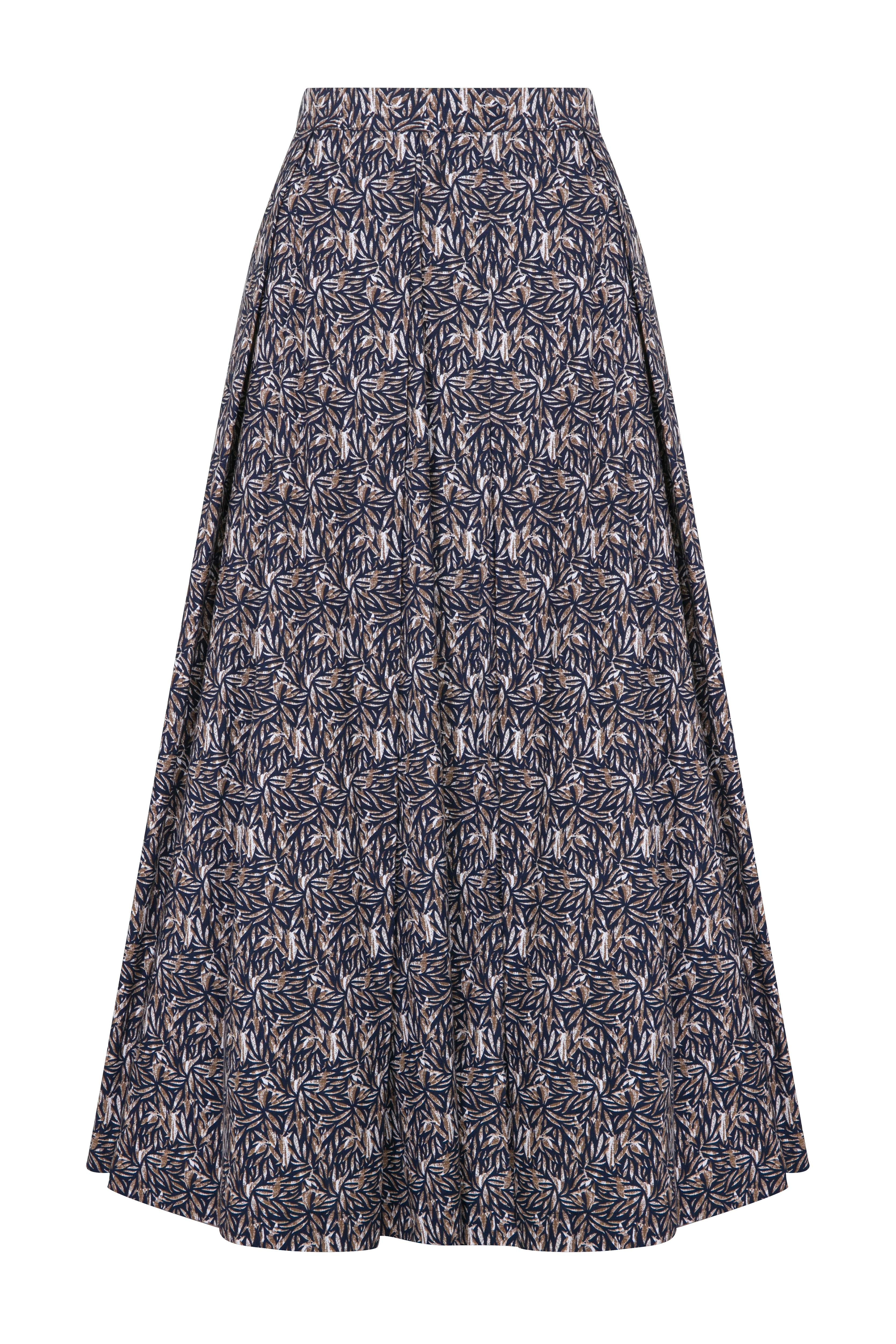 Shop Nazli Ceren June Printed Cotton Midi Skirt In Brown