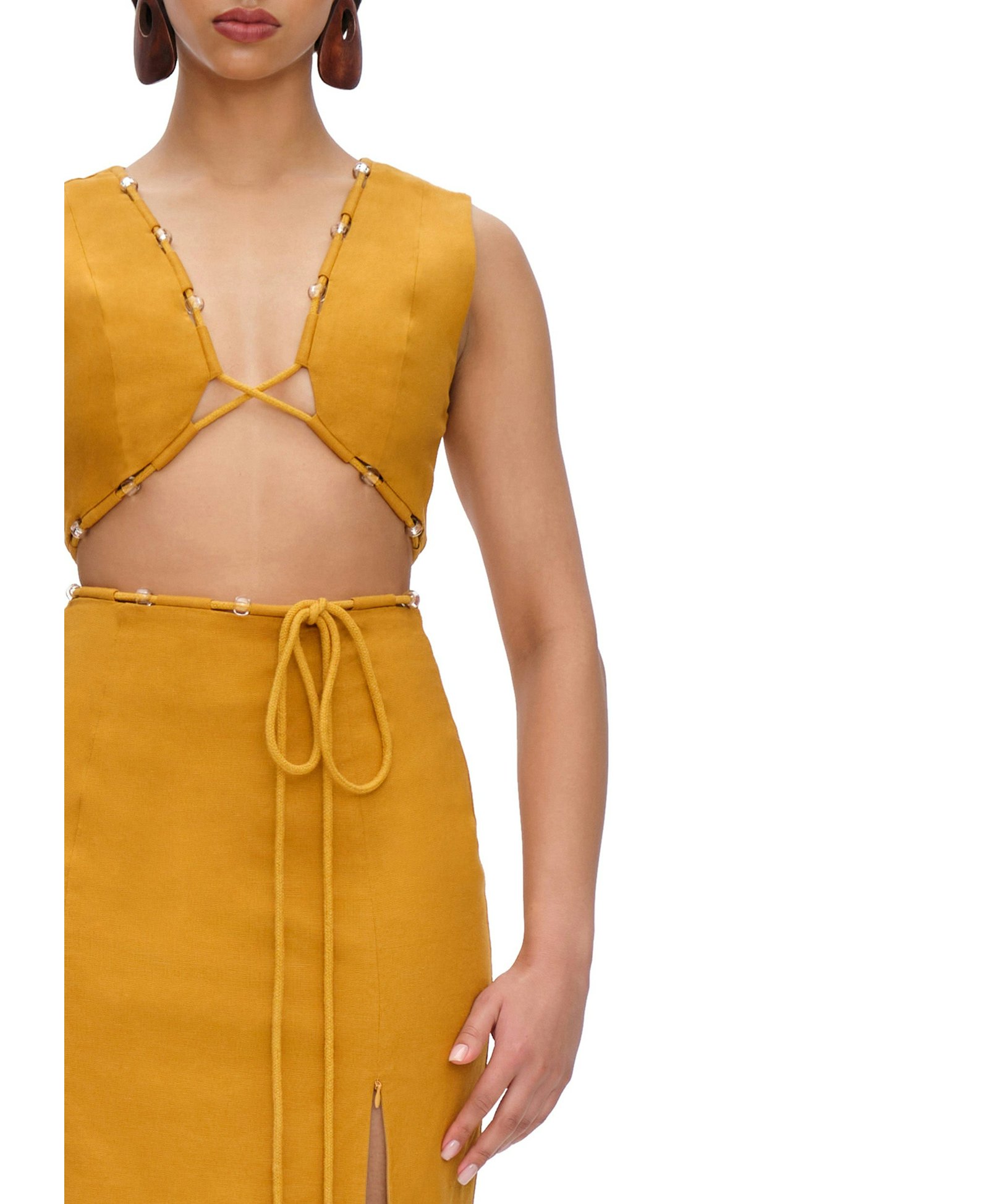VELA MIDI DRESS - MUSTARD made by Andrea Iyamah