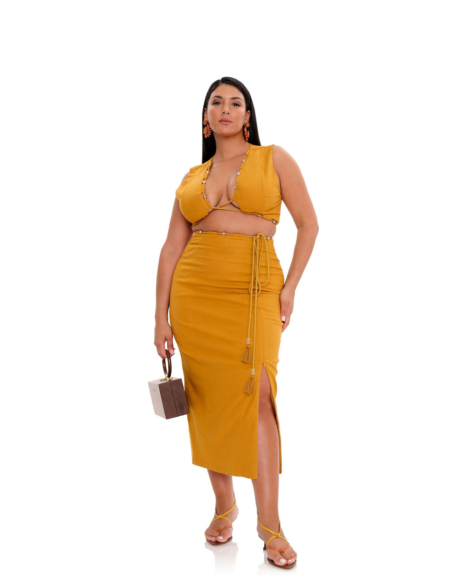 VELA MIDI DRESS - MUSTARD made by Andrea Iyamah