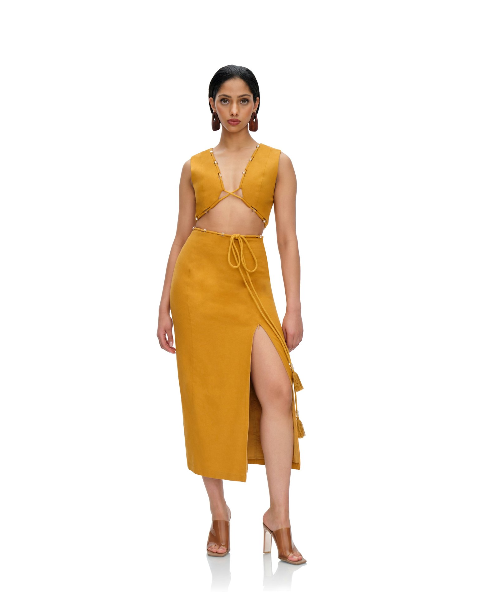 VELA MIDI DRESS - MUSTARD made by Andrea Iyamah