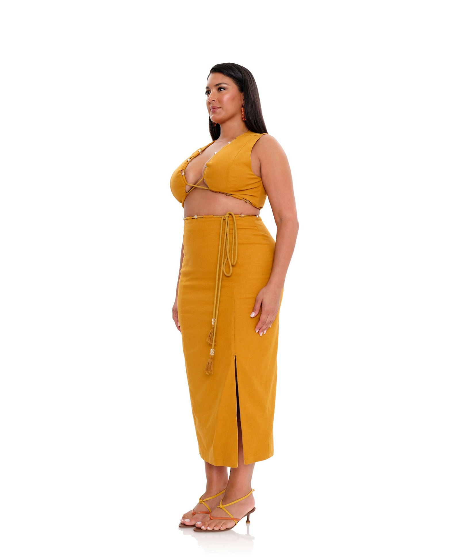 VELA MIDI DRESS - MUSTARD made by Andrea Iyamah