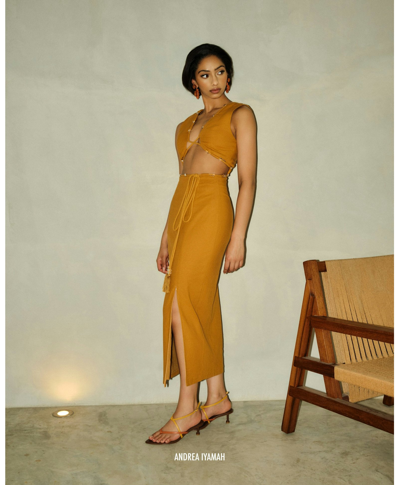 VELA MIDI DRESS - MUSTARD made by Andrea Iyamah