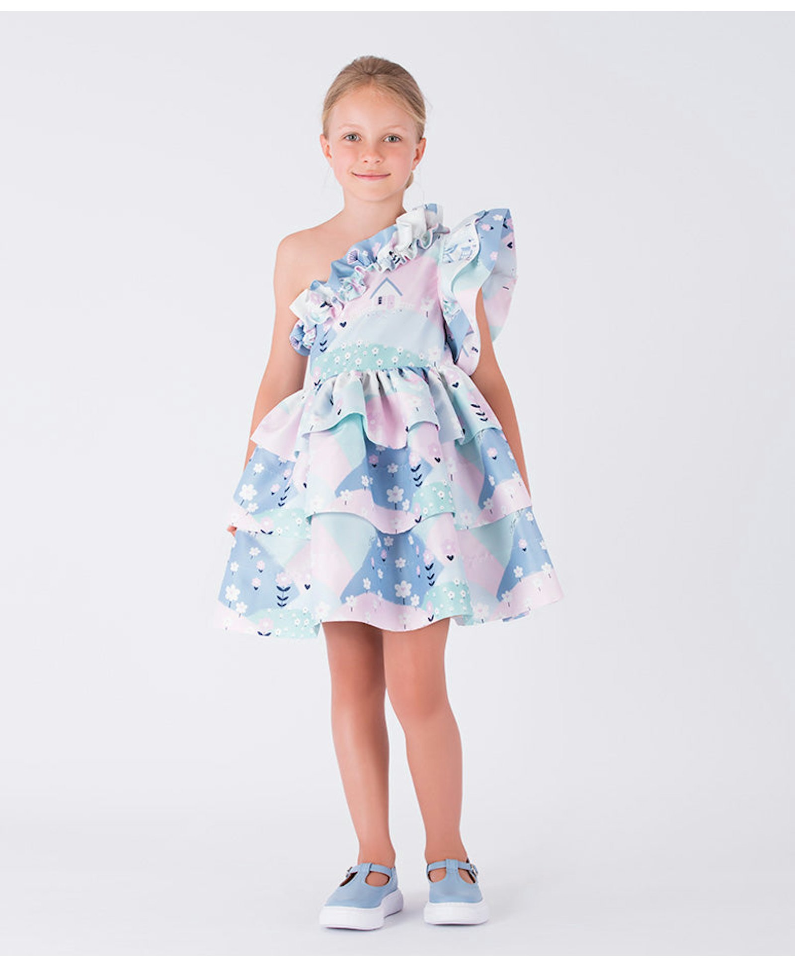 One-Shoulder Ruffle Dress made by Mama Luma