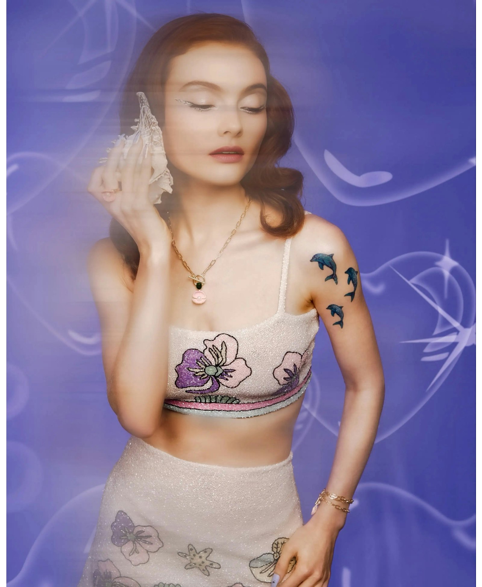 Tallulah Crystal Co-Ord Mini Skirt in Beige made by Oceanus Swimwear