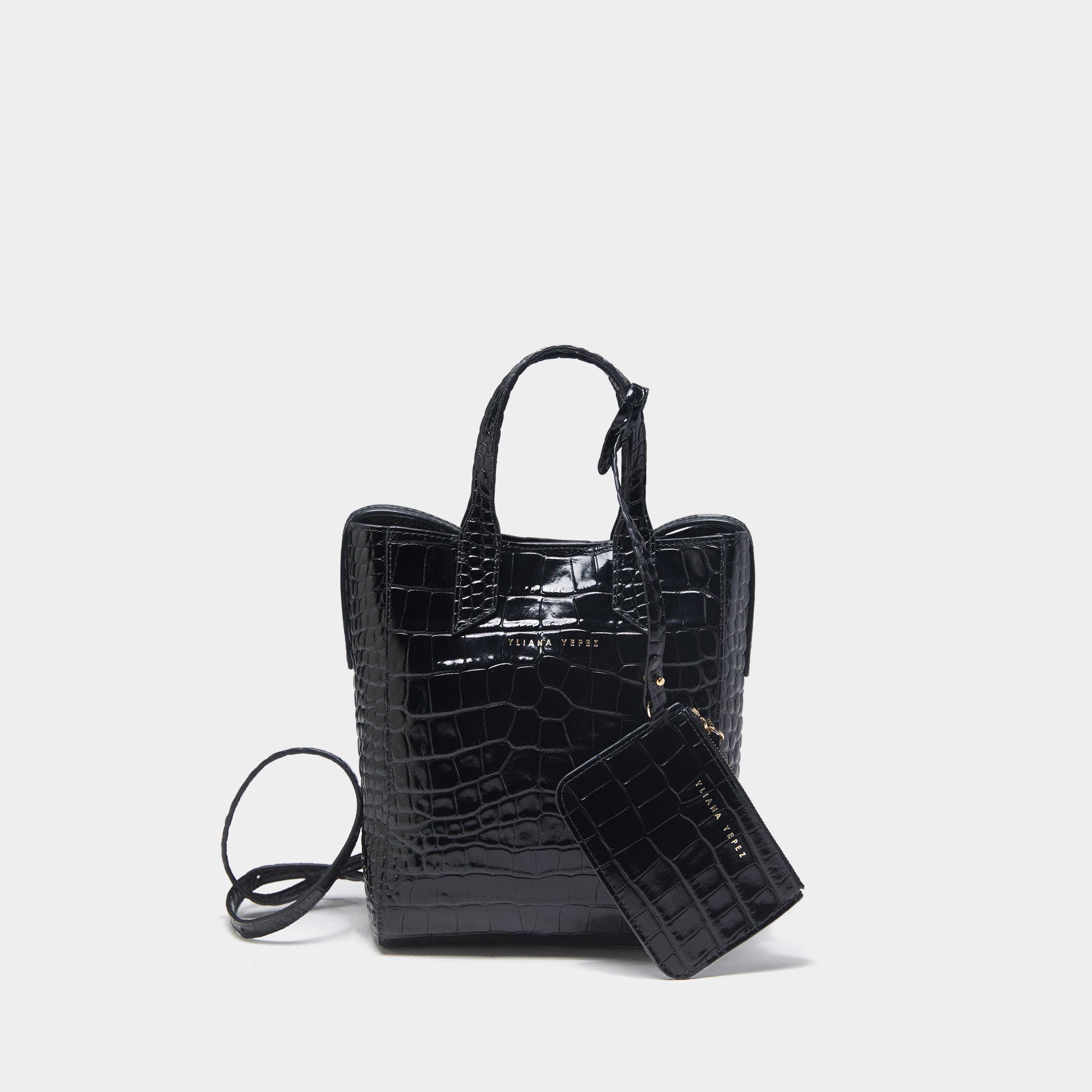 Shop Yliana Yepez Mini Sarah Croc Black