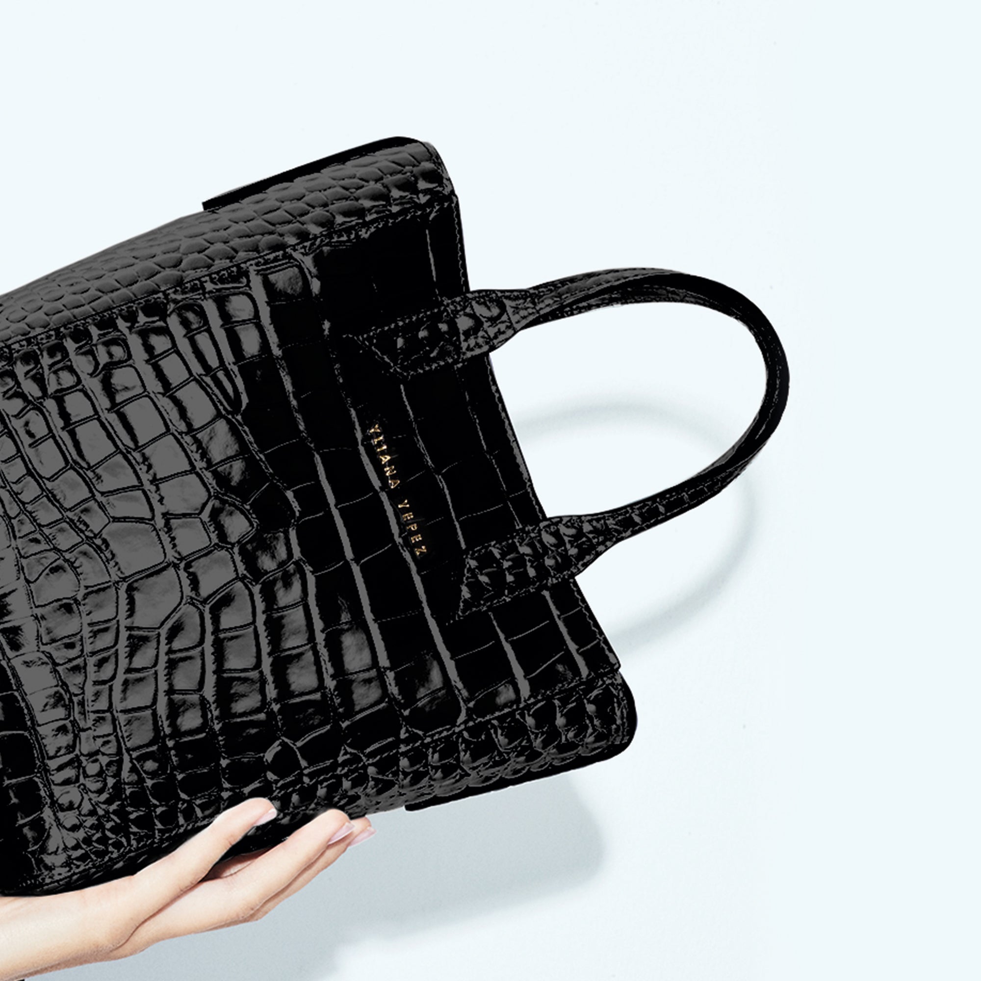 Shop Yliana Yepez Mini Sarah Croc Black