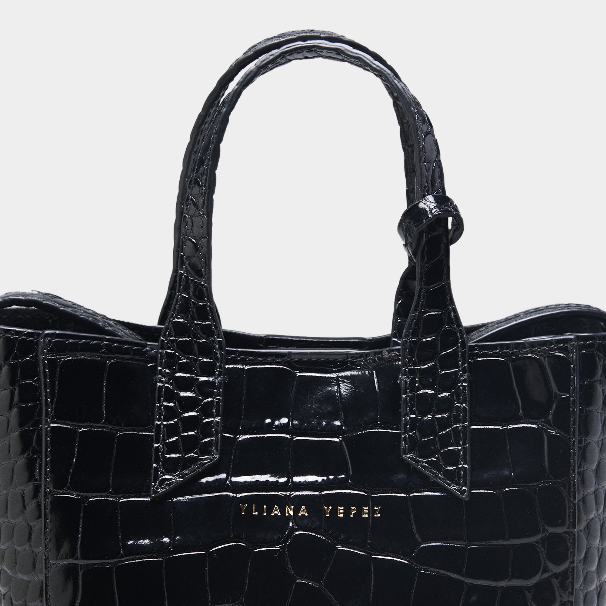 Shop Yliana Yepez Mini Sarah Croc Black