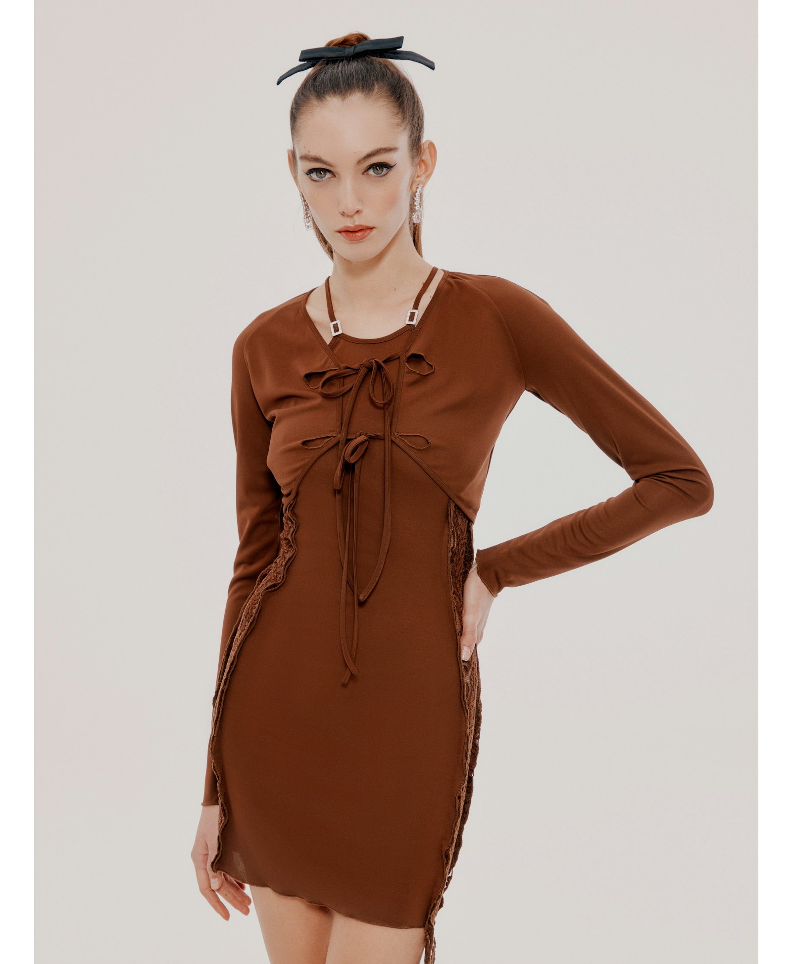 Brown Sade Dress (Final Sale) in Brown made by Nana Jacqueline