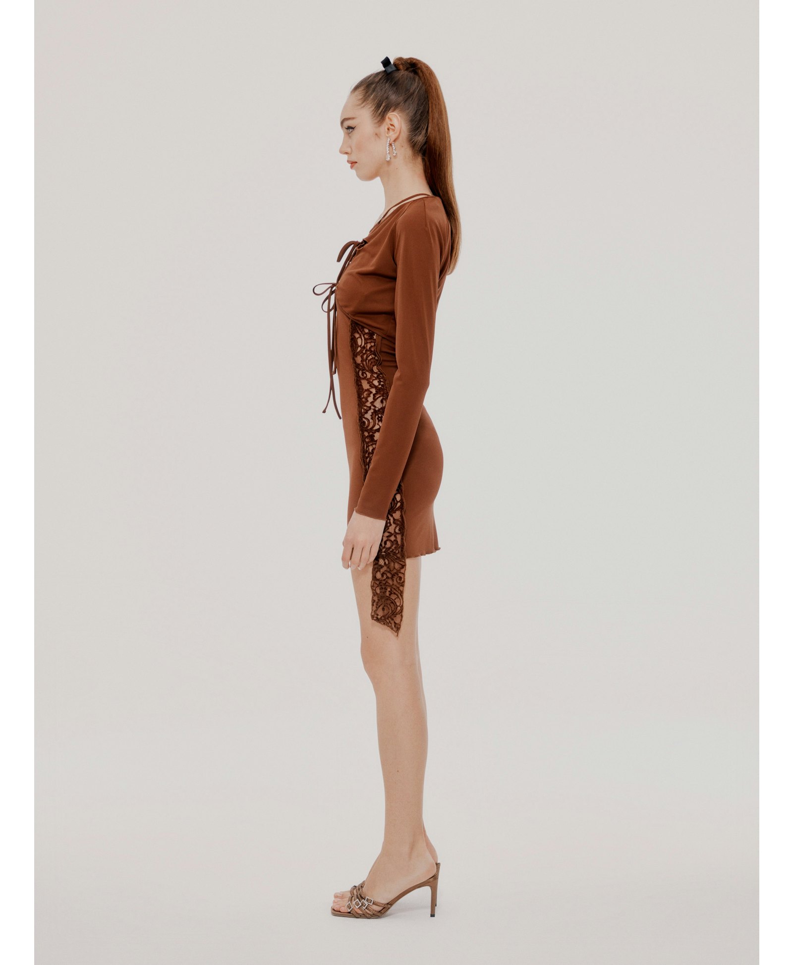 Brown Sade Dress (Final Sale) in Brown made by Nana Jacqueline