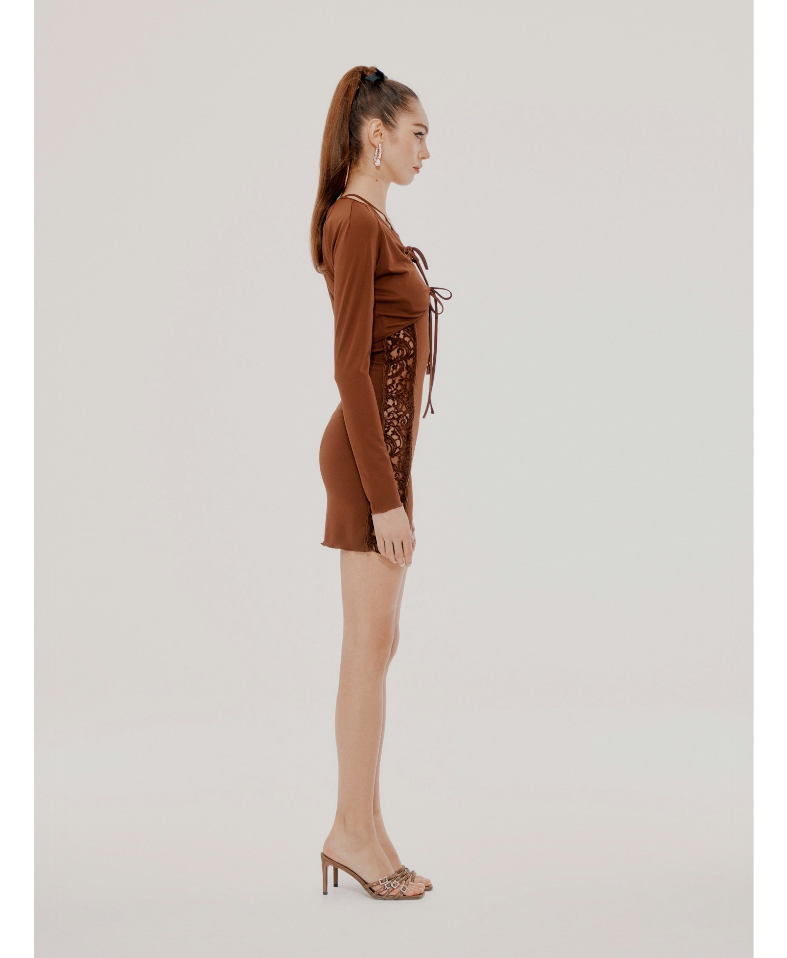 Brown Sade Dress (Final Sale) in Brown made by Nana Jacqueline