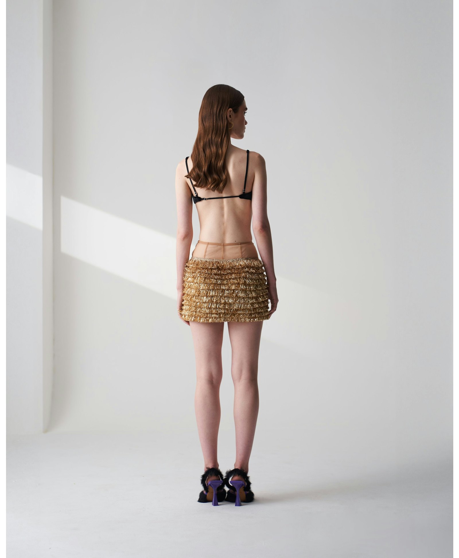 Kiran Golden Mini Skirt made by Szabo Sihag