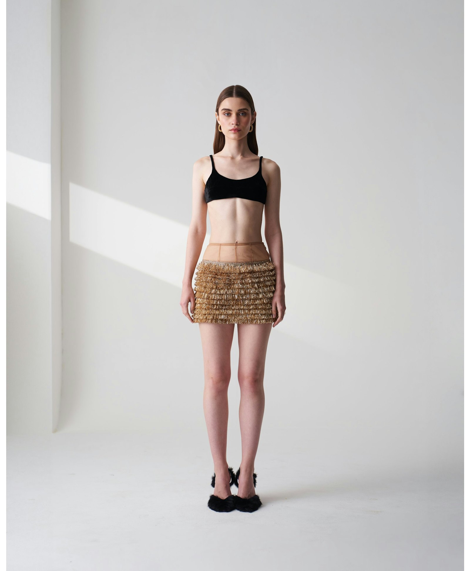 Kiran Golden Mini Skirt made by Szabo Sihag