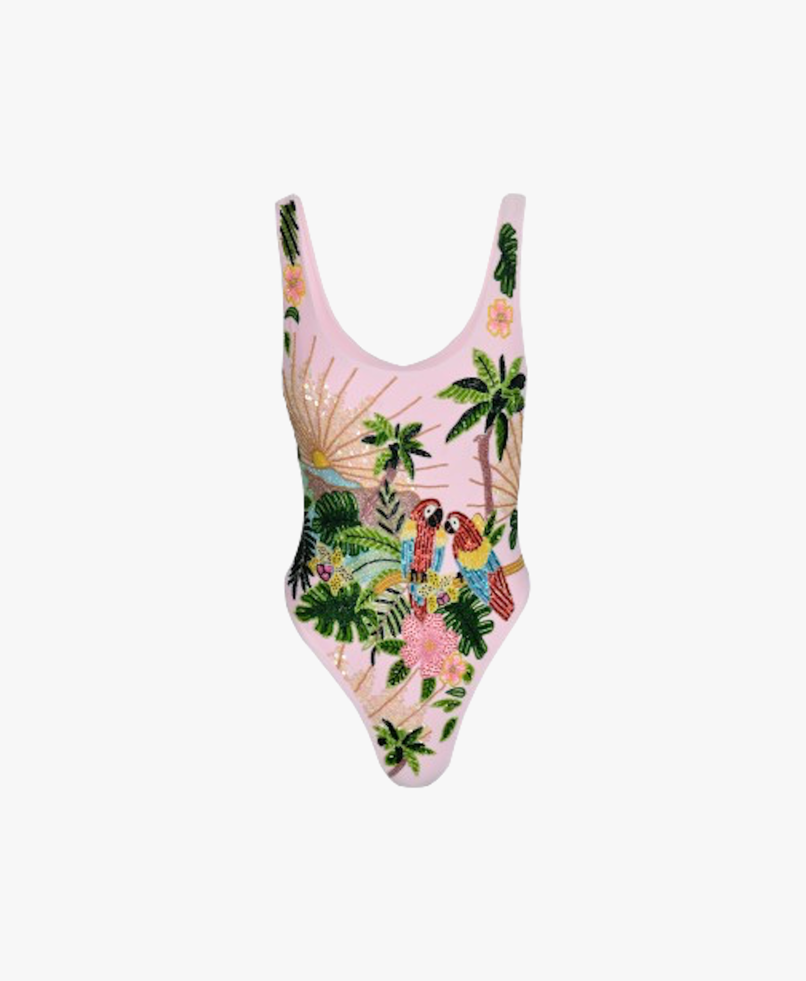Maya Scoop Back Pink Tropical Swimsuit made by Oceanus Swimwear