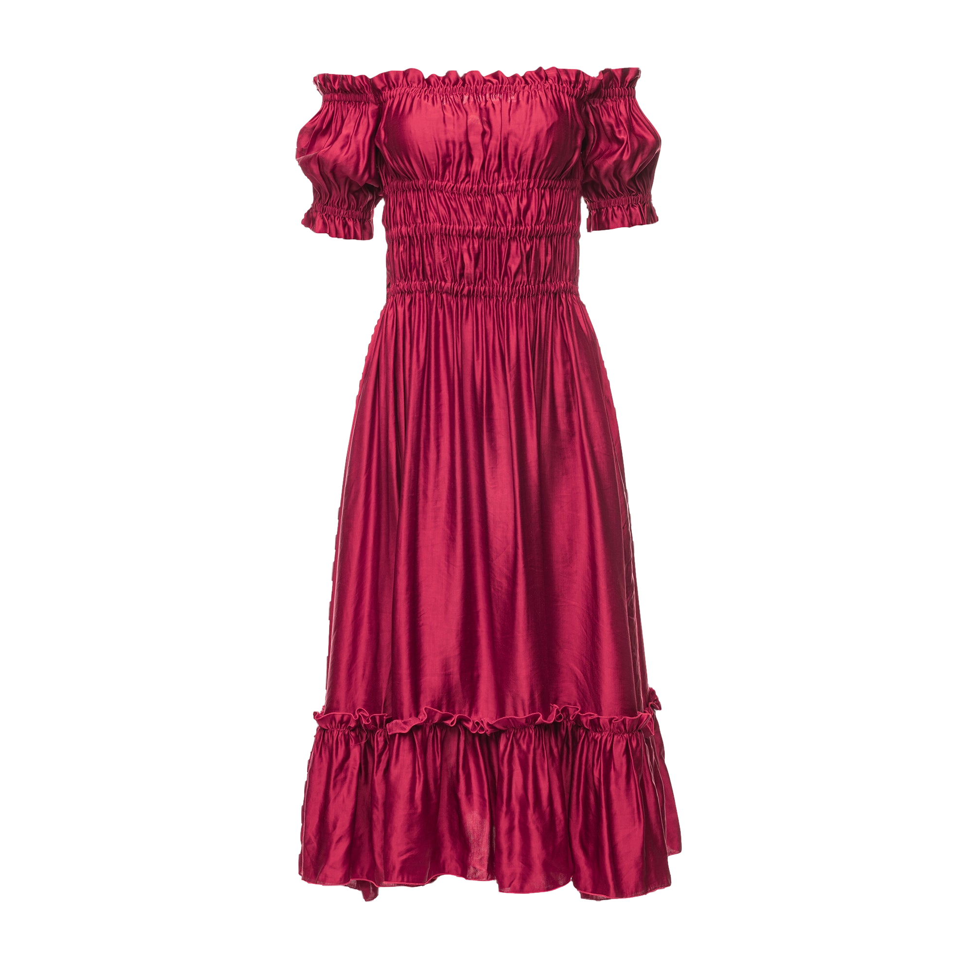 Vasiliki Evita Ruched Silk Linen Midi Dress