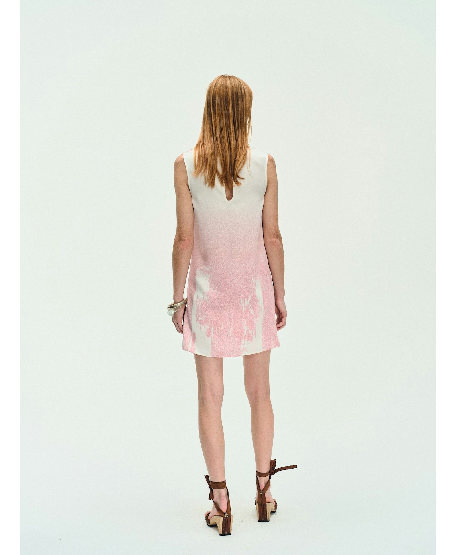 PINK WATERSCAPE DRAPED MINI DRES made by YIBRI
